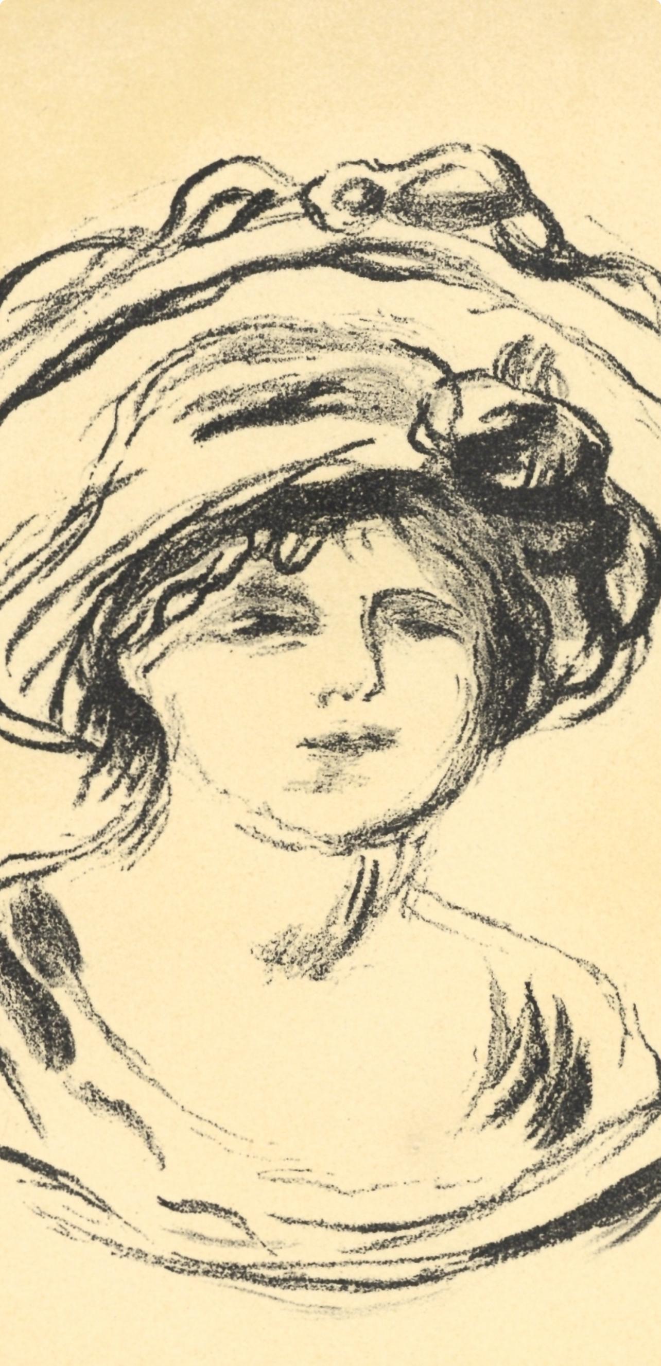 Renoir, Dívka v kloboučku, Les Lithographies de Renoir (nach) – Print von Pierre-Auguste Renoir