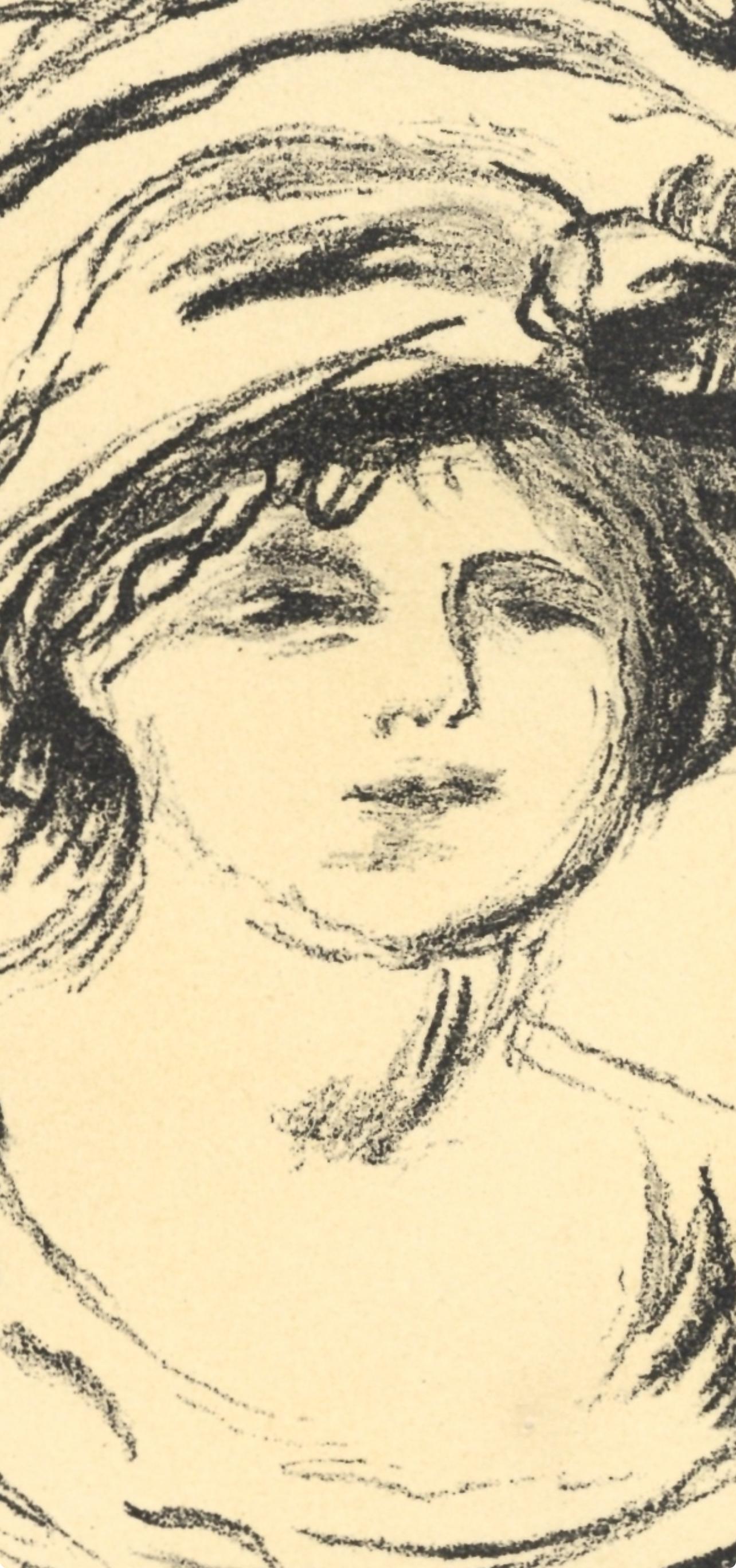 Renoir, Dívka v kloboučku, Les Lithographies de Renoir (nach) (Impressionismus), Print, von Pierre-Auguste Renoir