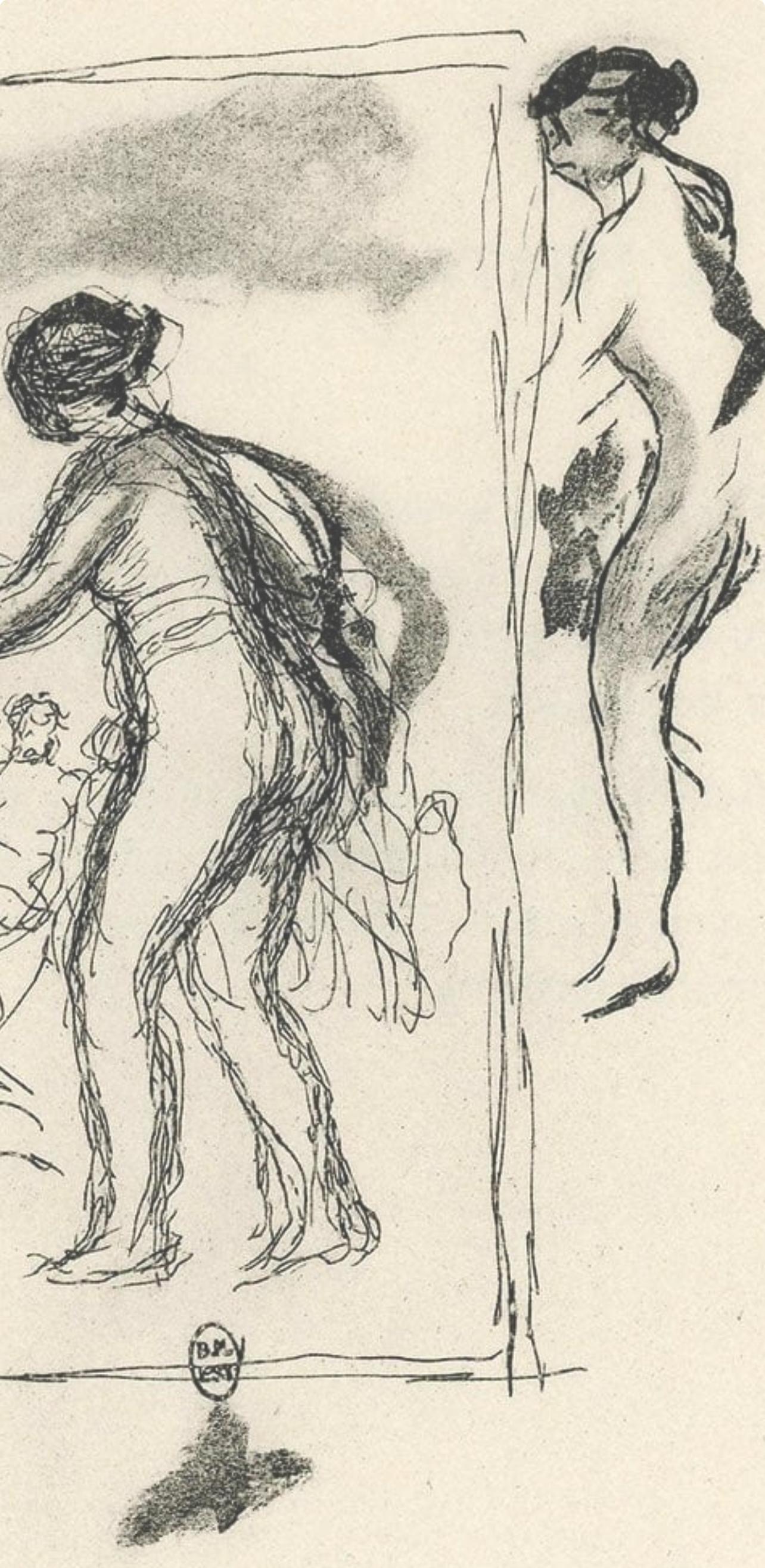 Renoir, Femme au cep de vigne, Les Lithographies de Renoir (après) - Beige Landscape Print par Pierre-Auguste Renoir