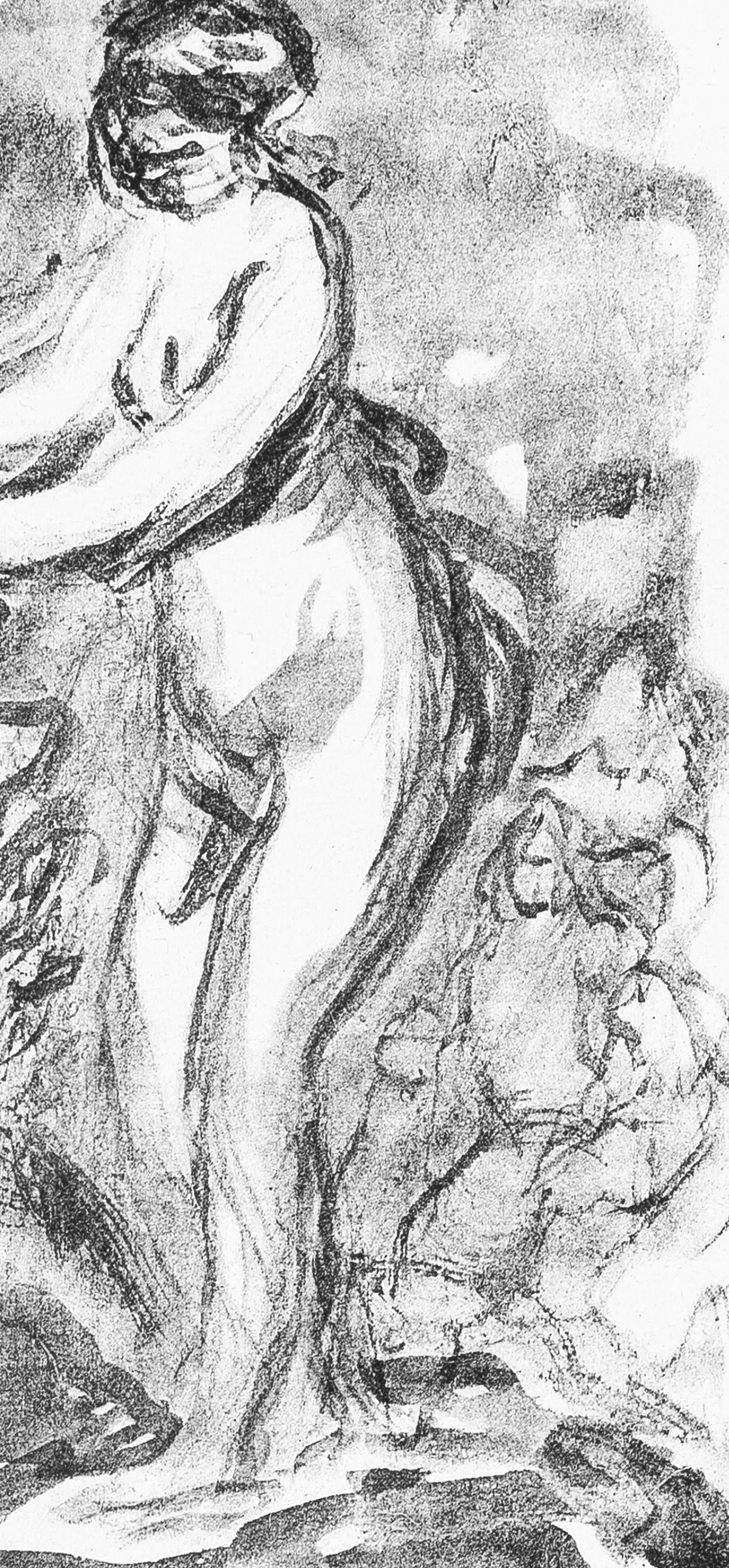 Renoir (tariff free*), Femme au cep de vigne (after) - Beige Landscape Print by Pierre-Auguste Renoir