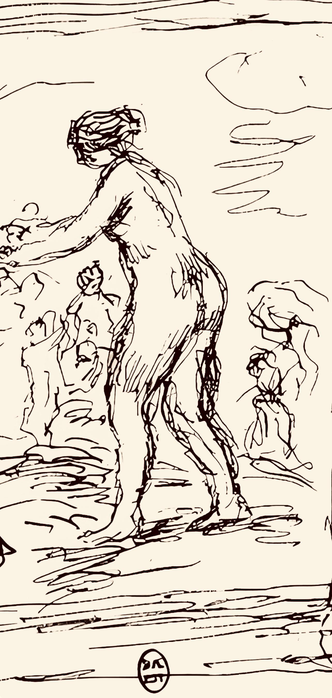 Renoir, Femme au cep de vigne, Les Lithographies de Renoir (después) - Landscape Print Blanco de Pierre-Auguste Renoir