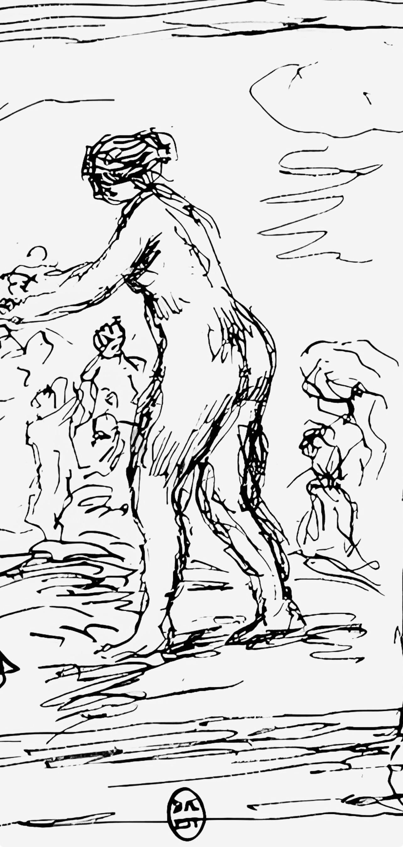 Renoir (tariff free*), Femme au cep de vigne (after) - White Landscape Print by Pierre-Auguste Renoir