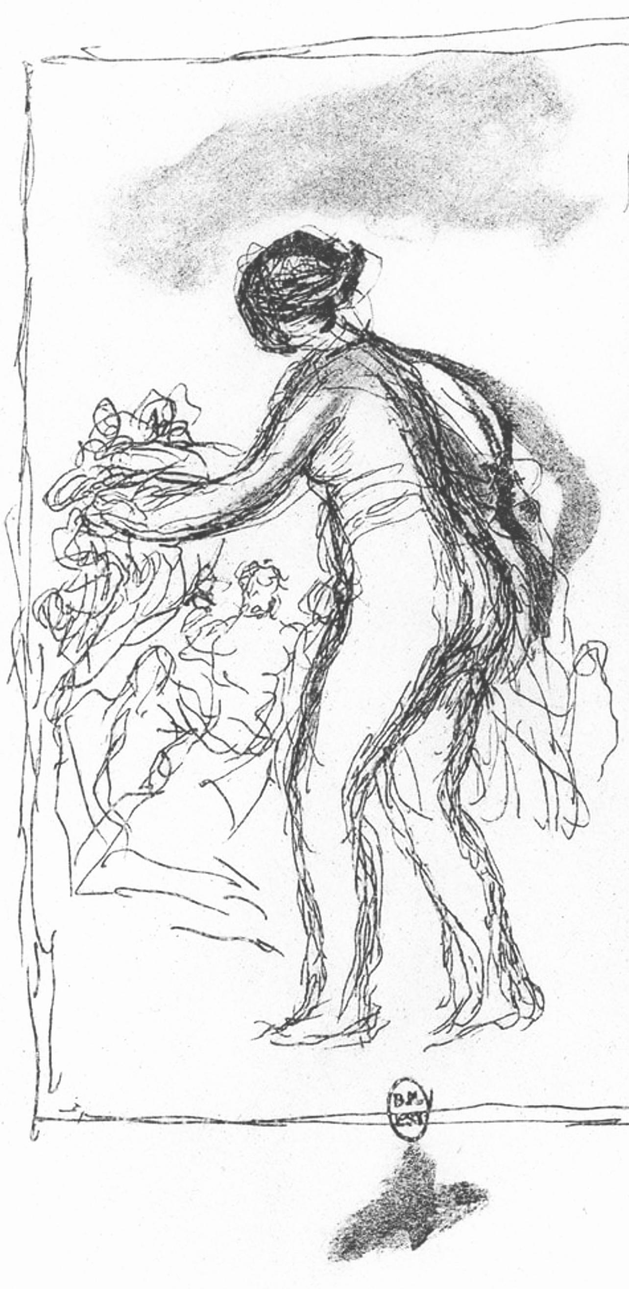 Renoir (tariff free*), Femme au cep de vigne (after) - Beige Landscape Print by Pierre-Auguste Renoir