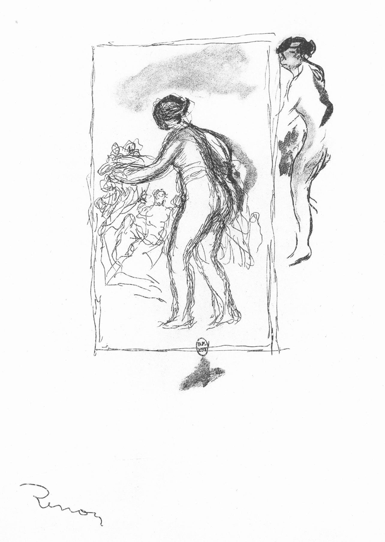 Lithograph on grand vélin Renage filigrané à la marque de l'éditeur paper. Inscription: Signed in the plate and unnumbered, as issued. Paper Size: 12.5 x 9.5 inches; image size: 9.84 x 7.48 inches. Notes: From the album, Les Lithographies de Renoir,
