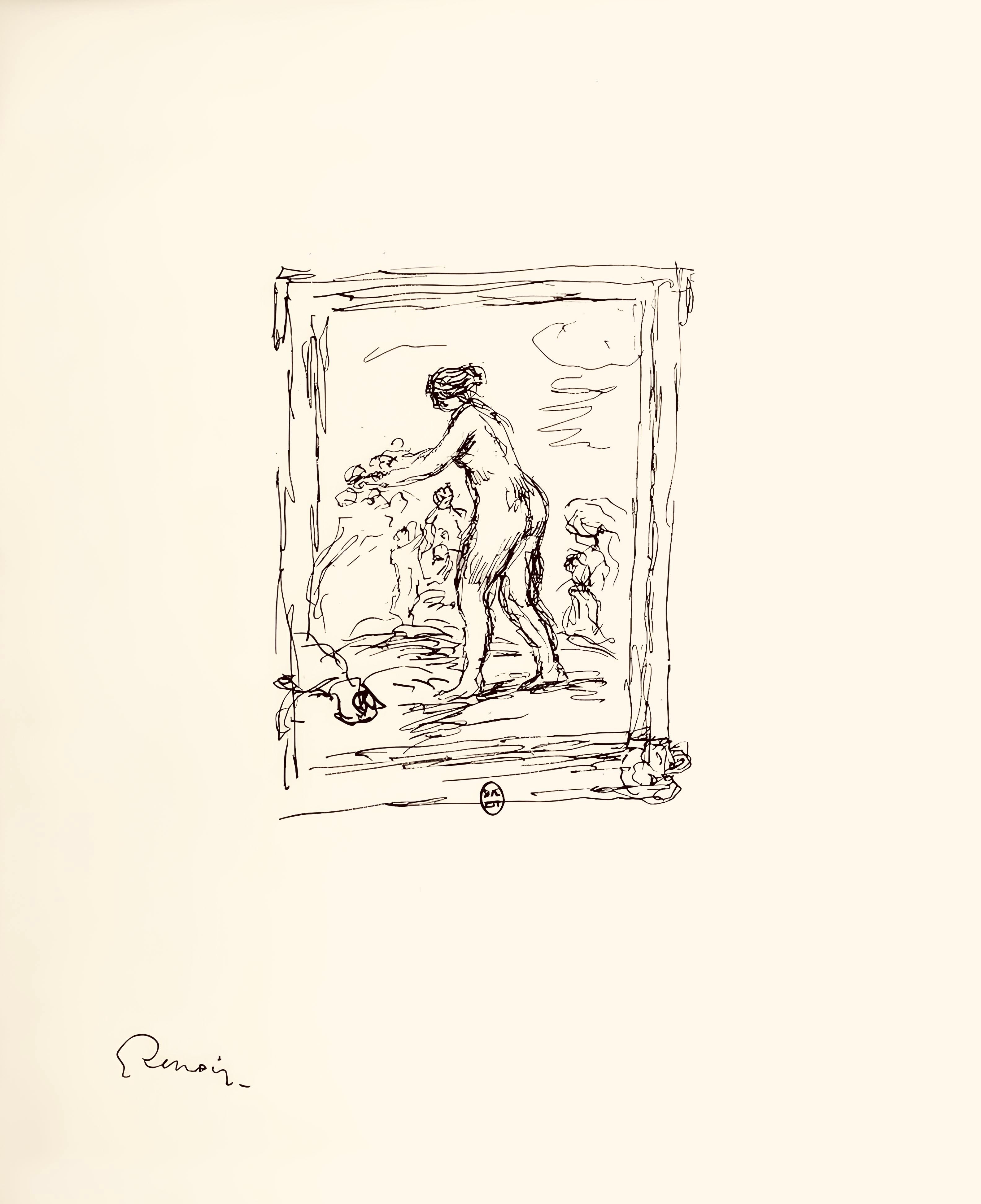 Pierre-Auguste Renoir Landscape Print - Renoir, Femme au cep de vigne, Les Lithographies de Renoir (after)