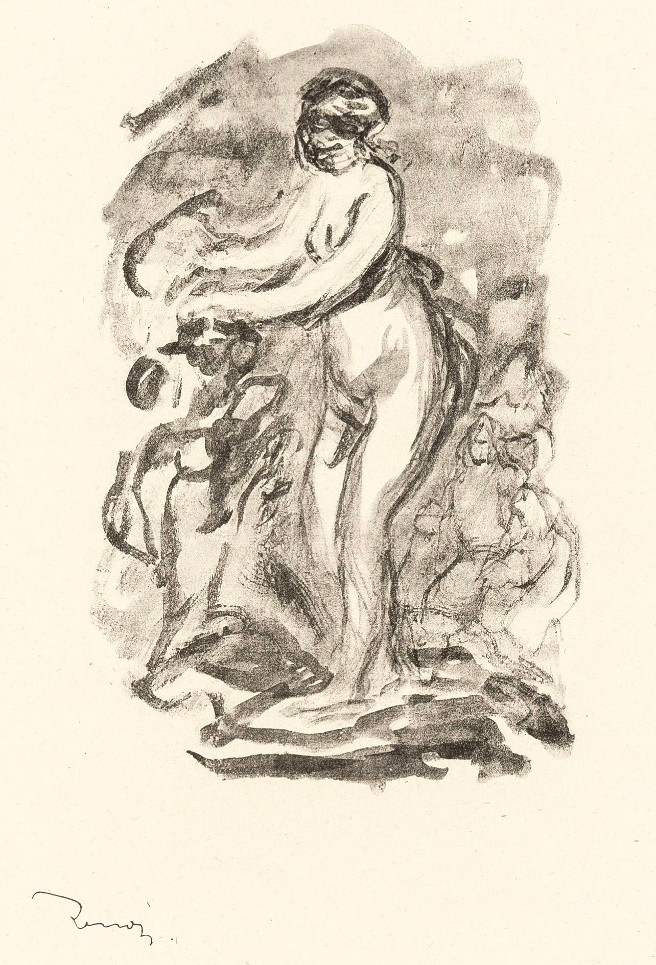 Pierre-Auguste Renoir Landscape Print - Renoir, Femme au cep de vigne, Les Lithographies de Renoir (after)