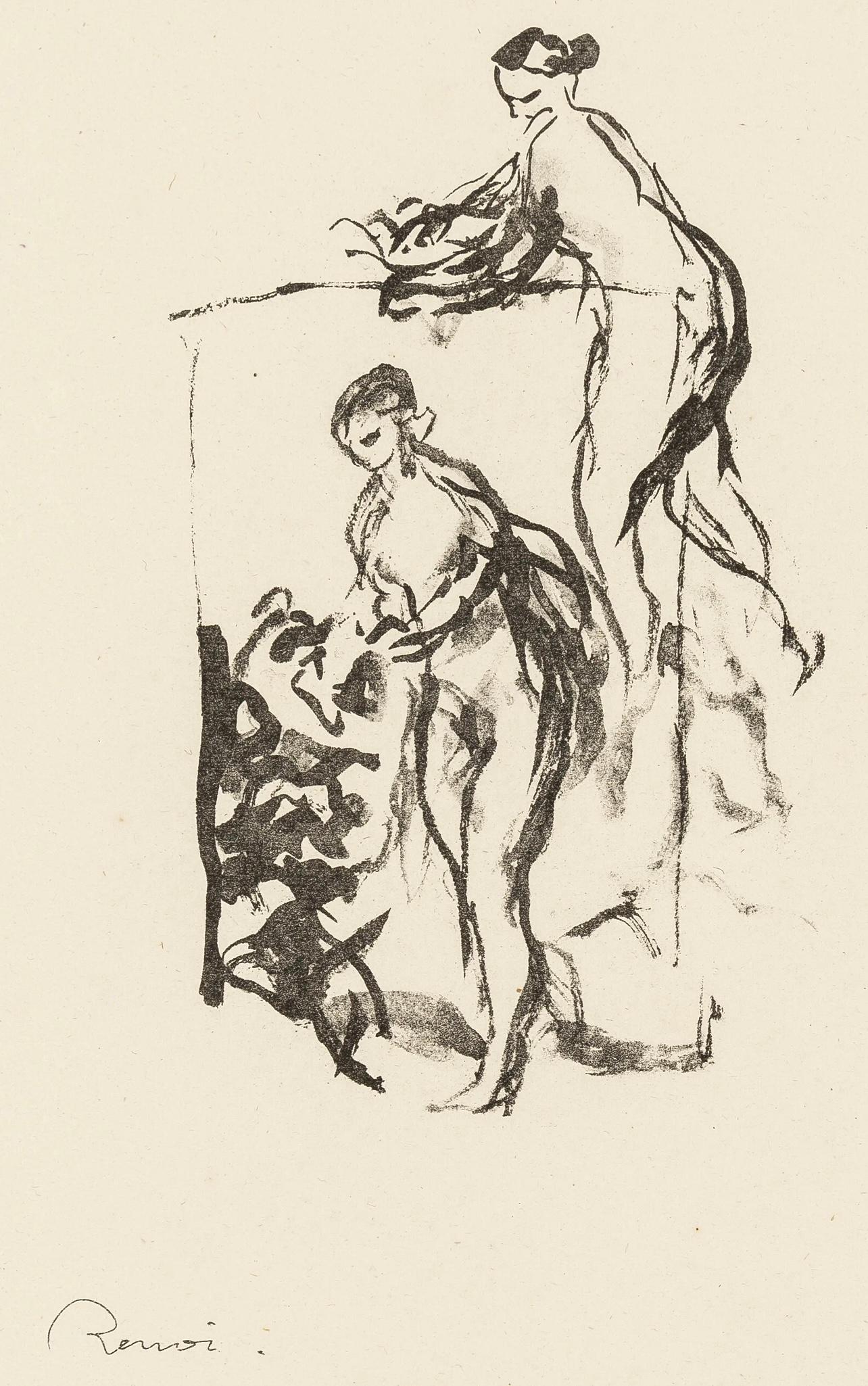 Pierre-Auguste Renoir Landscape Print - Renoir, Femme au cep de vigne, Les Lithographies de Renoir (after)