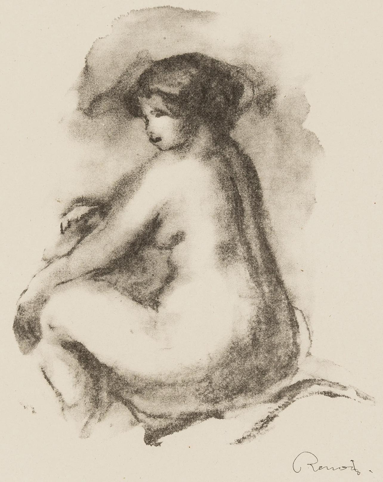 Landscape Print de Pierre-Auguste Renoir - Renoir, Femme nue assisse, Les Lithographies de Renoir (después)