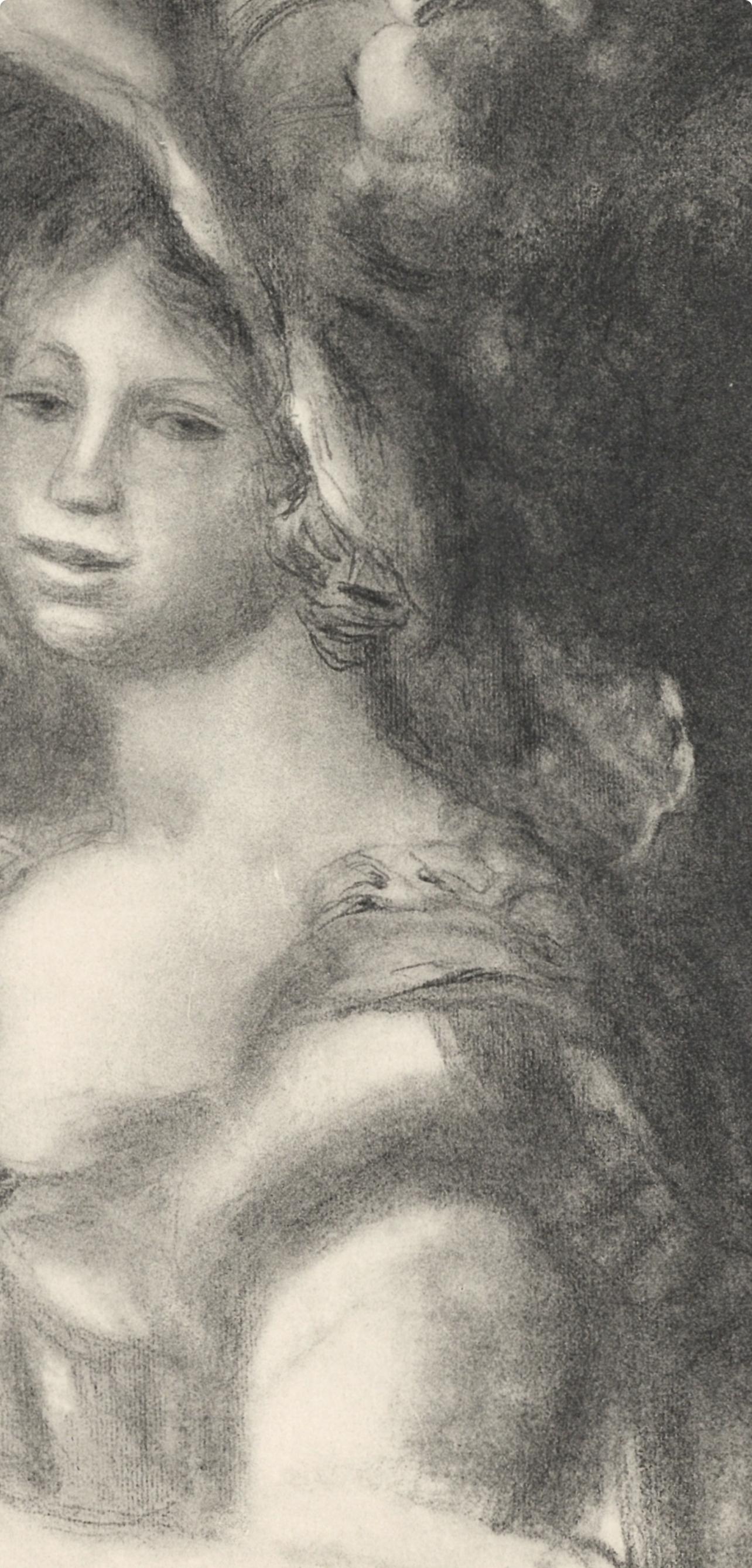 Renoir, Jeune femme en buste, Les Lithographies de Renoir (after) - Gray Landscape Print by Pierre-Auguste Renoir