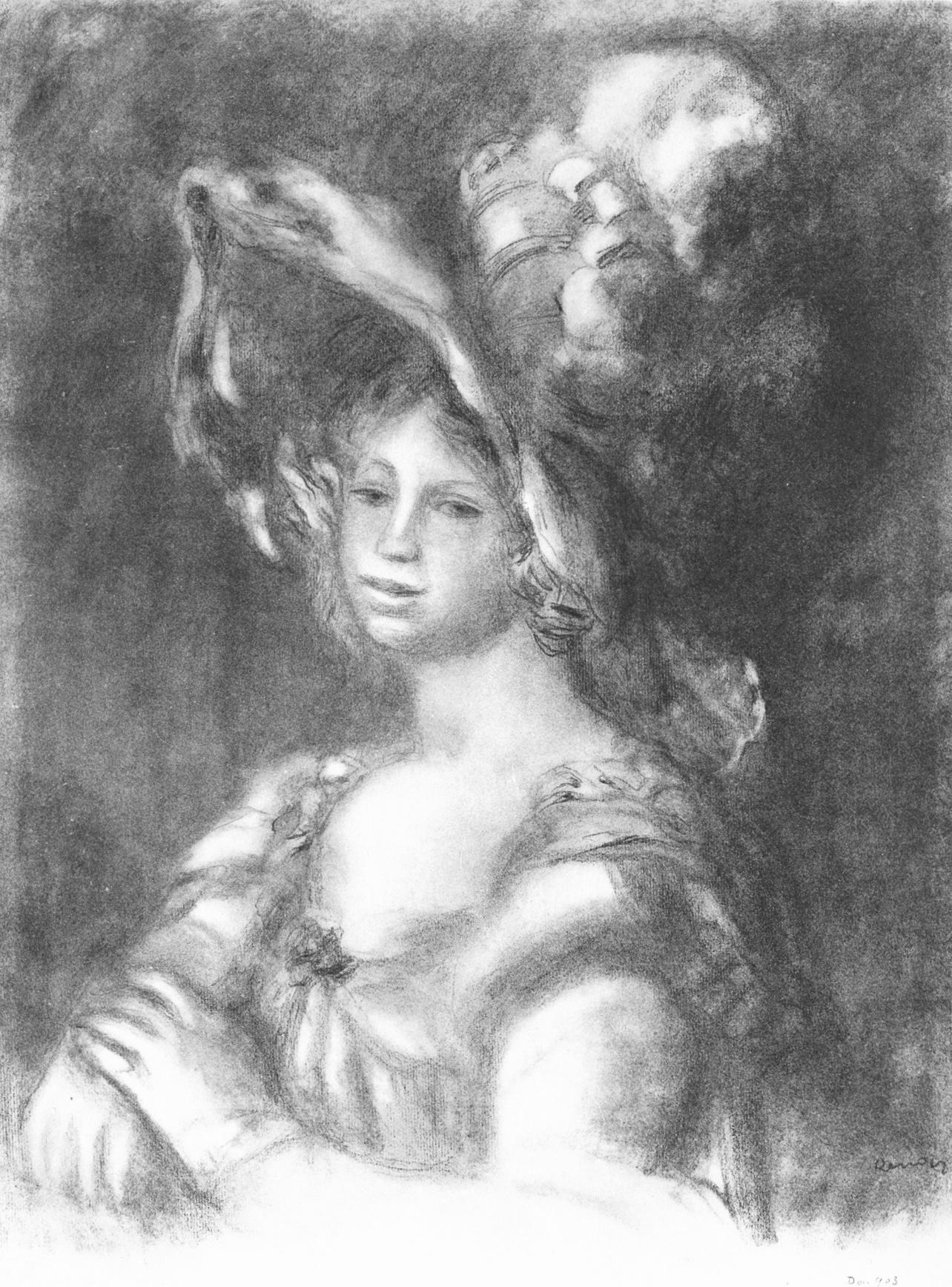 Pierre-Auguste Renoir Landscape Print - Renoir (tariff free*), Jeune femme en buste (after)