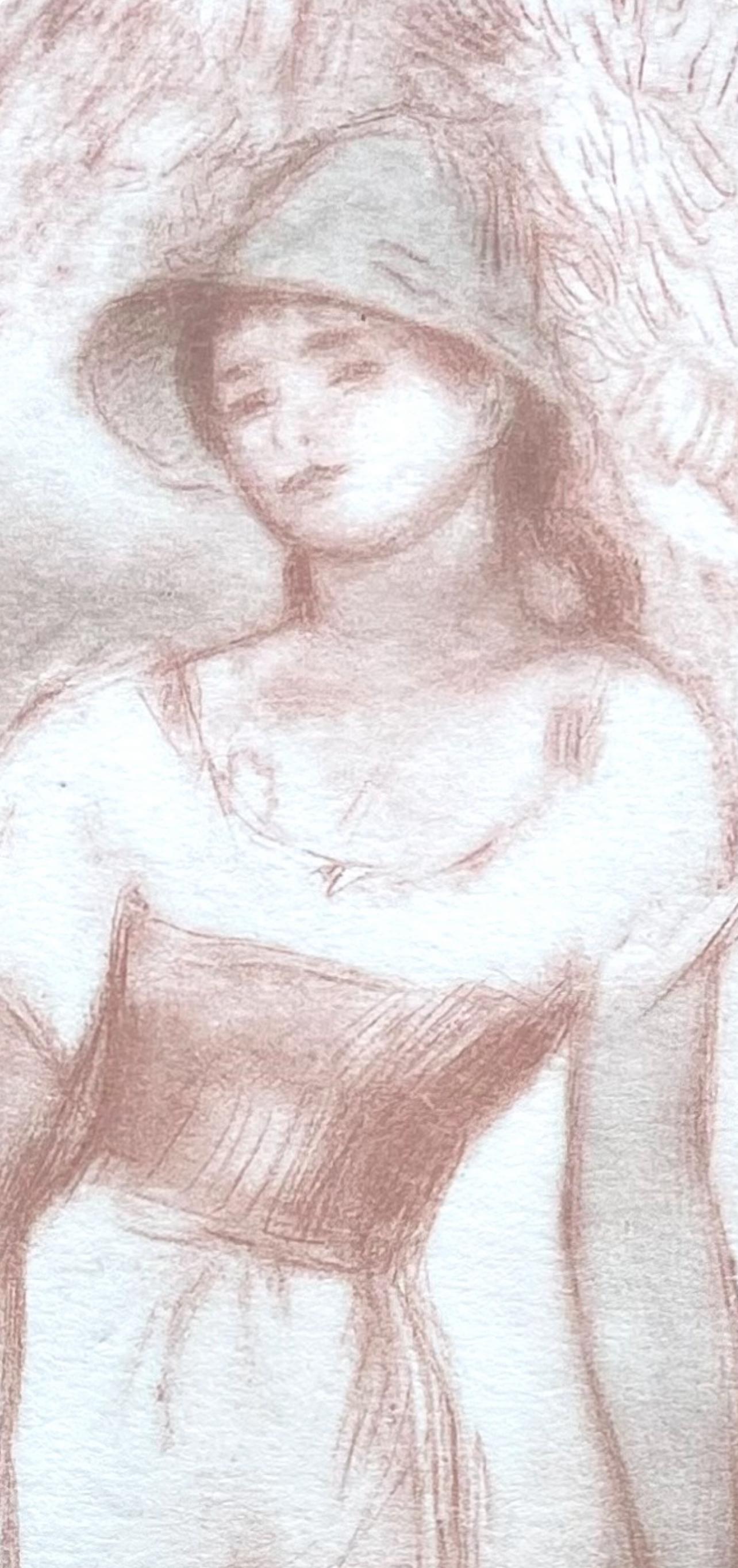 Renoir, La moissonneuse, Seize Aquarelles et Sanguines de Renoir (après) - Gris Landscape Print par Pierre-Auguste Renoir