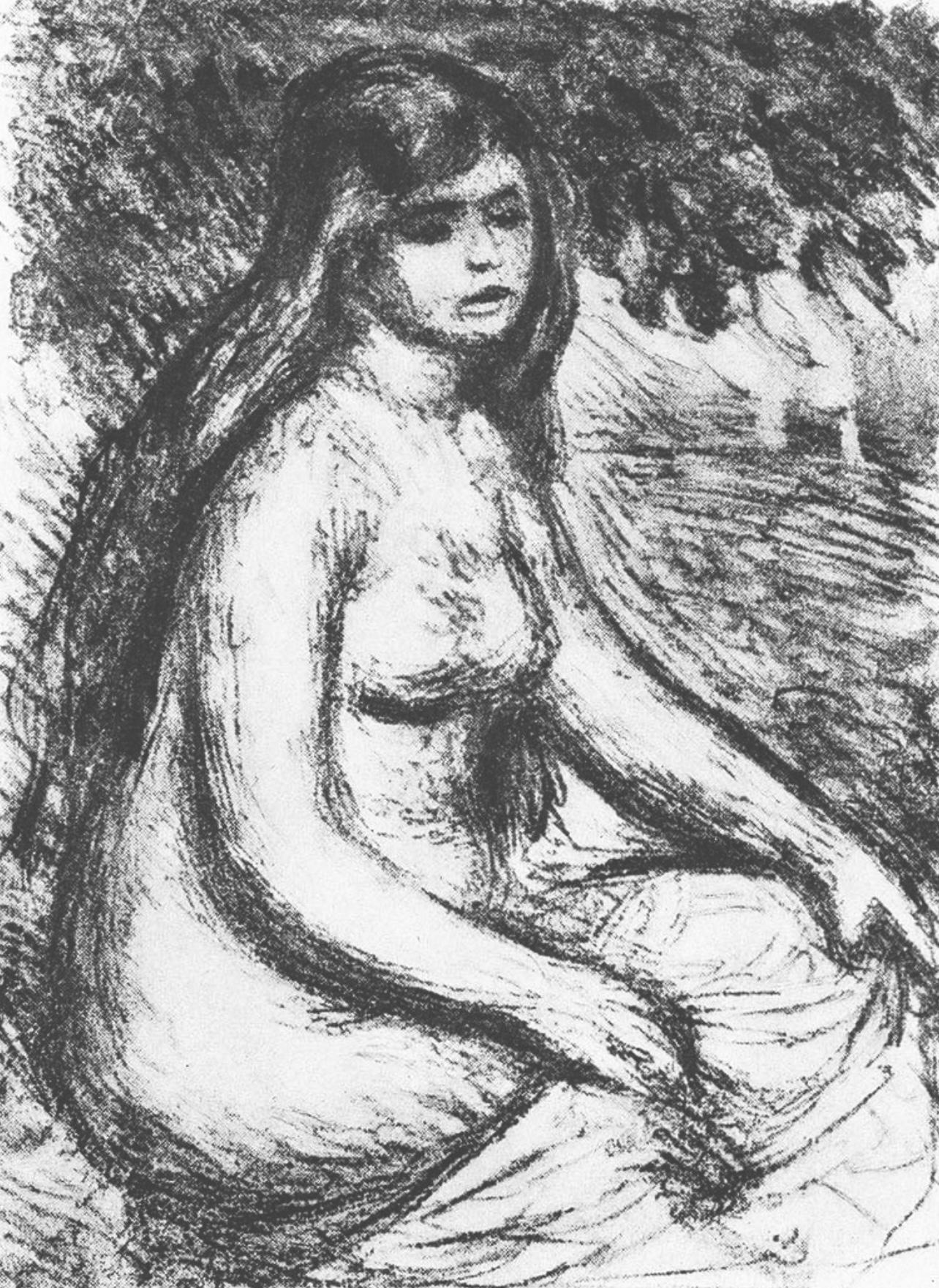 Renoir (tariff free*), Le chapeau épinglé et La baigneuse (after) - Print by Pierre-Auguste Renoir