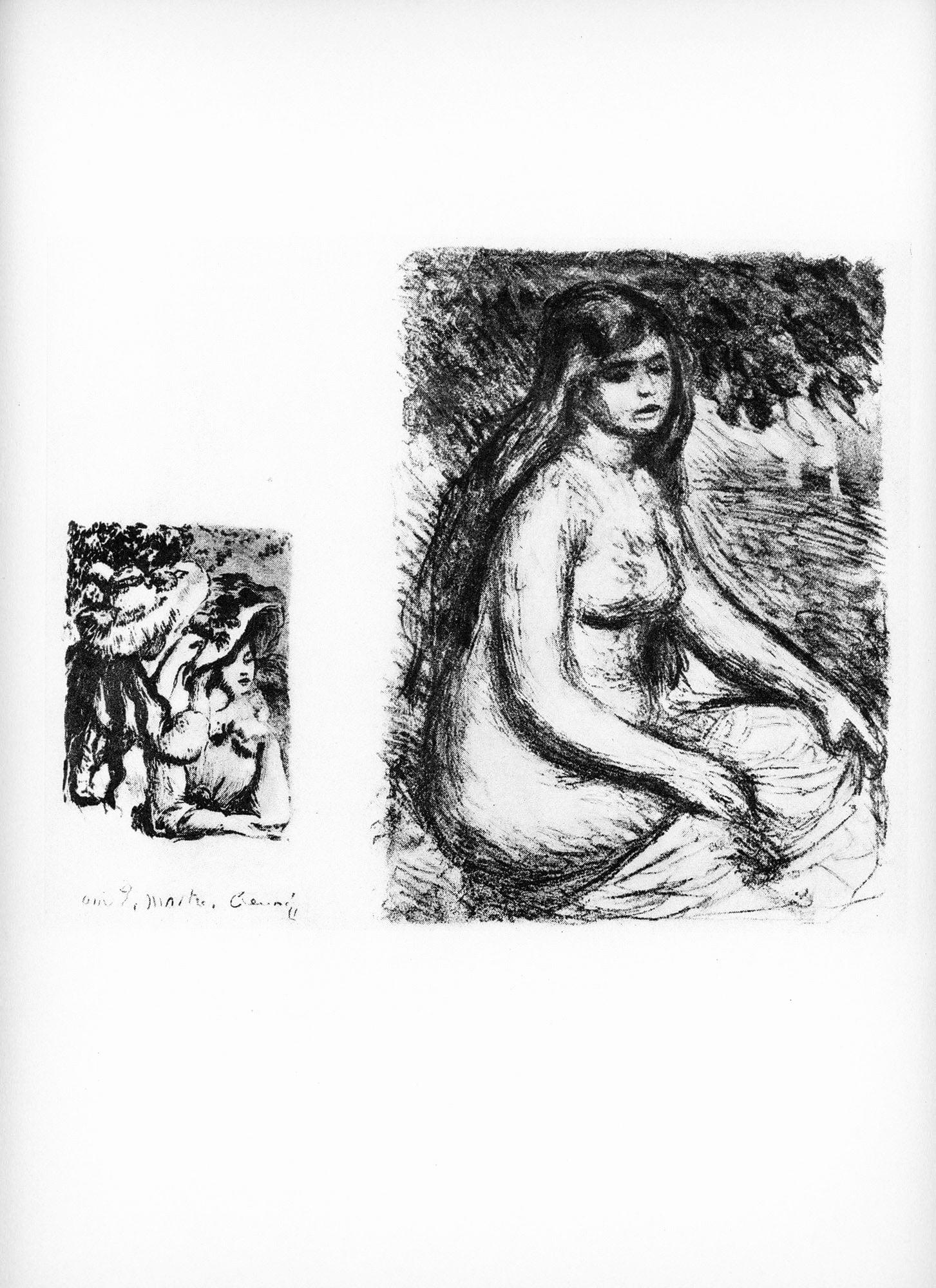 Lithograph on grand vélin Renage filigrané à la marque de l'éditeur paper. Inscription: Unsigned and unnumbered, as issued. Paper Size: 12.5 x 9.5 inches; image size: 6.3 x 7.87 inches. Notes: From the album, Les Lithographies de Renoir, 1951.