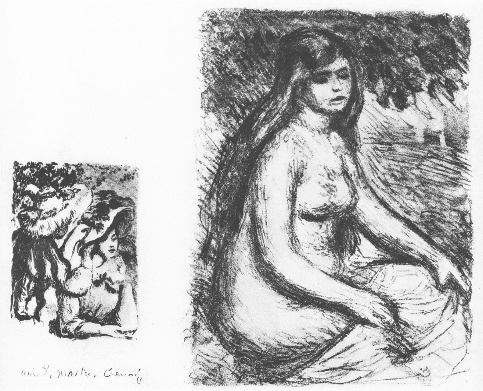 Renoir, Le chapeau épinglé et La baigneuse, Les Lithographies de Renoir (after)