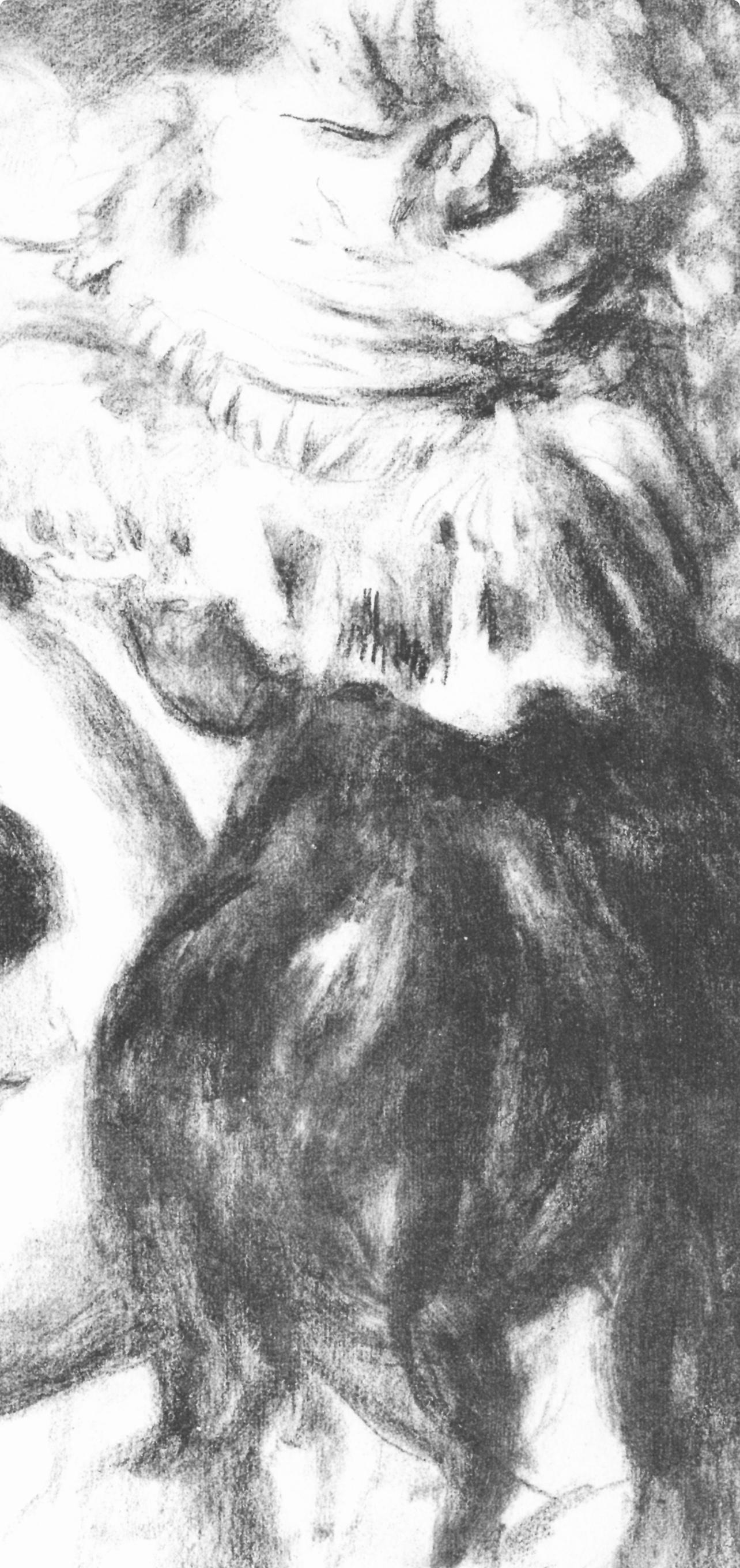 Renoir (tariff free*), Le chapeau épinglé, état du noir (after) - Beige Landscape Print by Pierre-Auguste Renoir
