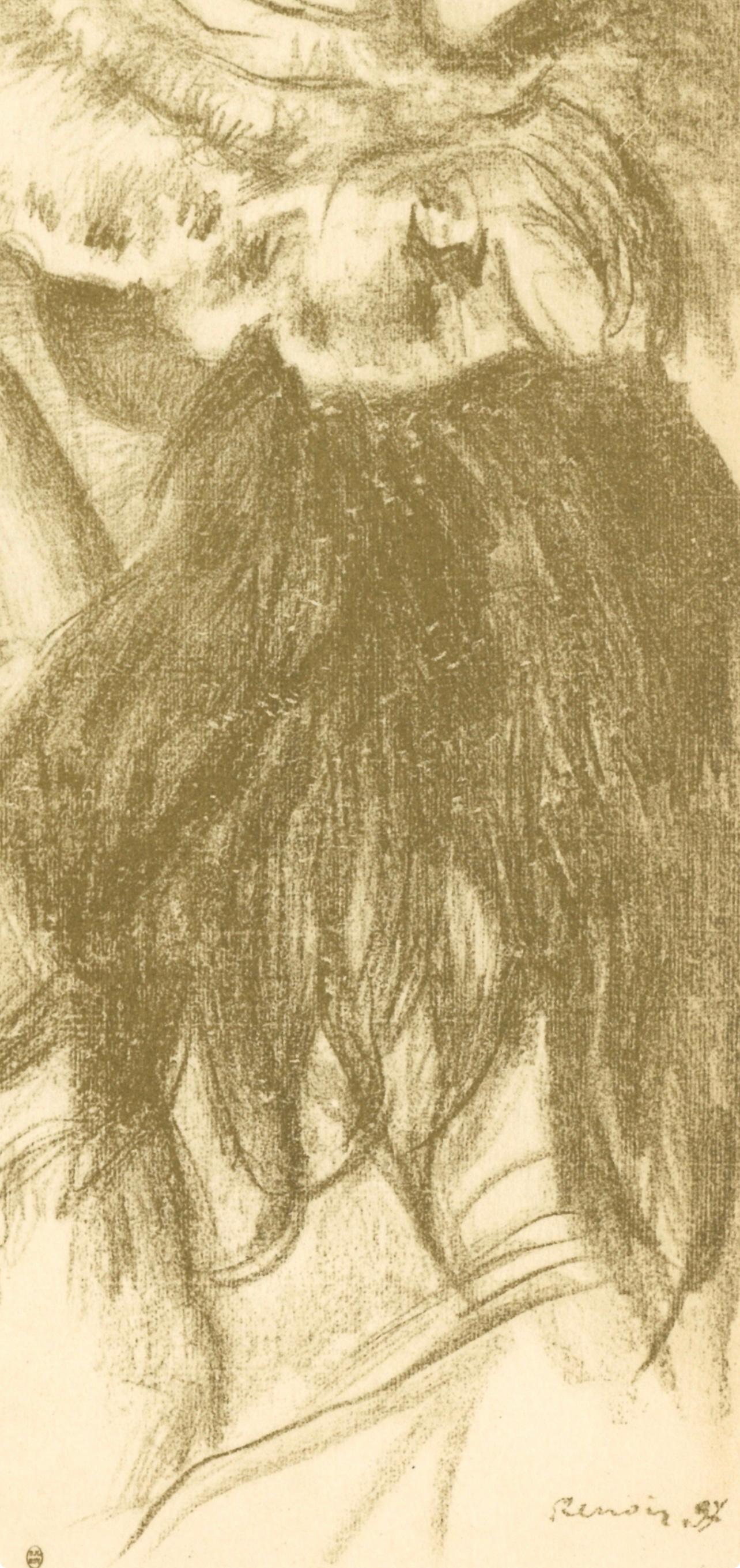 Renoir, Le chapeau épinglé, Les Lithographies de Renoir (nach) (Beige), Figurative Print, von Pierre-Auguste Renoir
