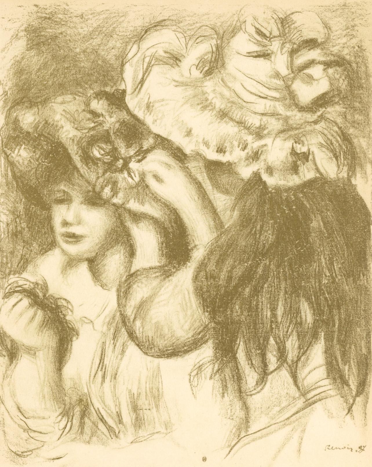 Pierre-Auguste Renoir Landscape Print - Renoir, Le chapeau épinglé, Les Lithographies de Renoir (after)