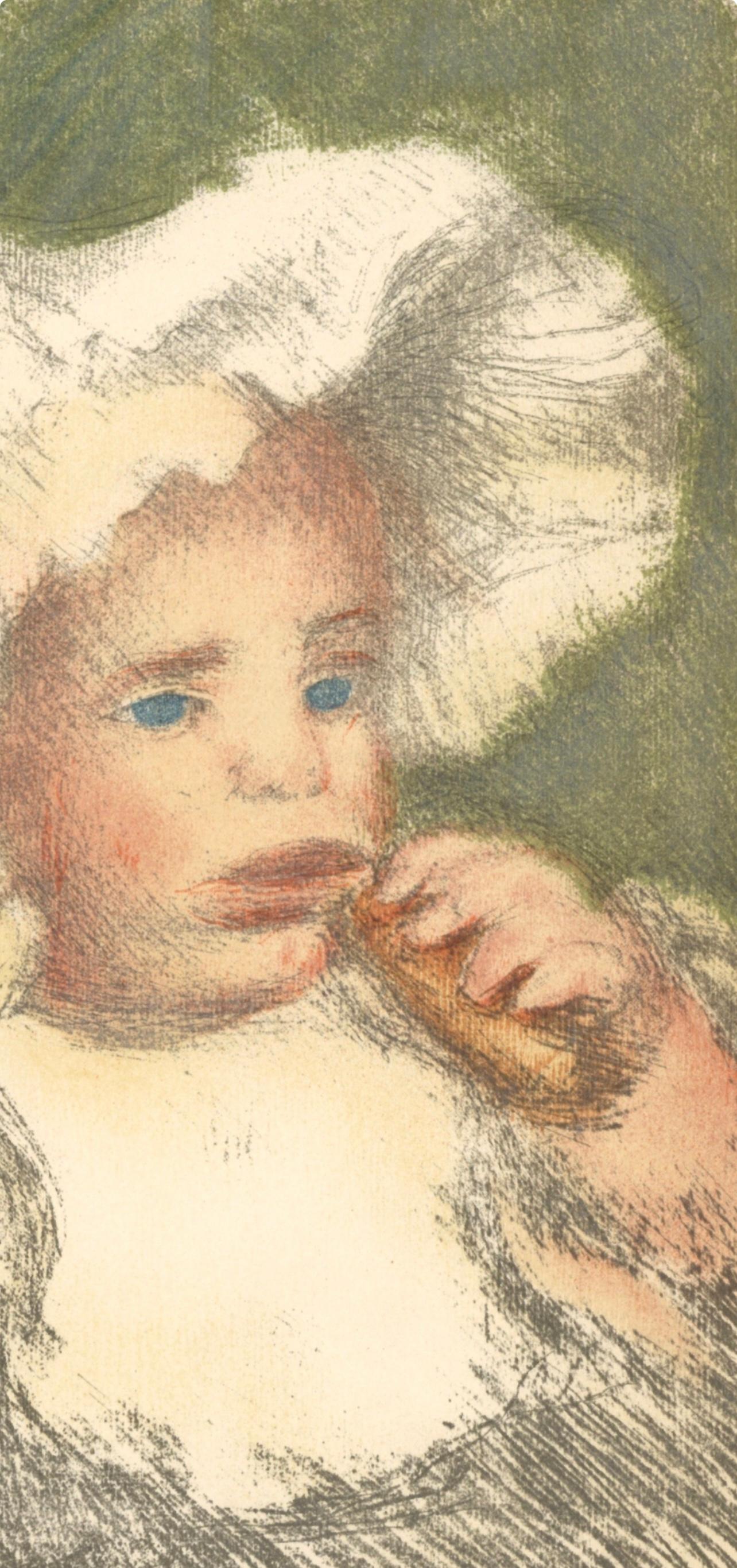 Renoir, L'Enfant au biscuit, Les Lithographies de Renoir (nach) (Beige), Landscape Print, von Pierre-Auguste Renoir
