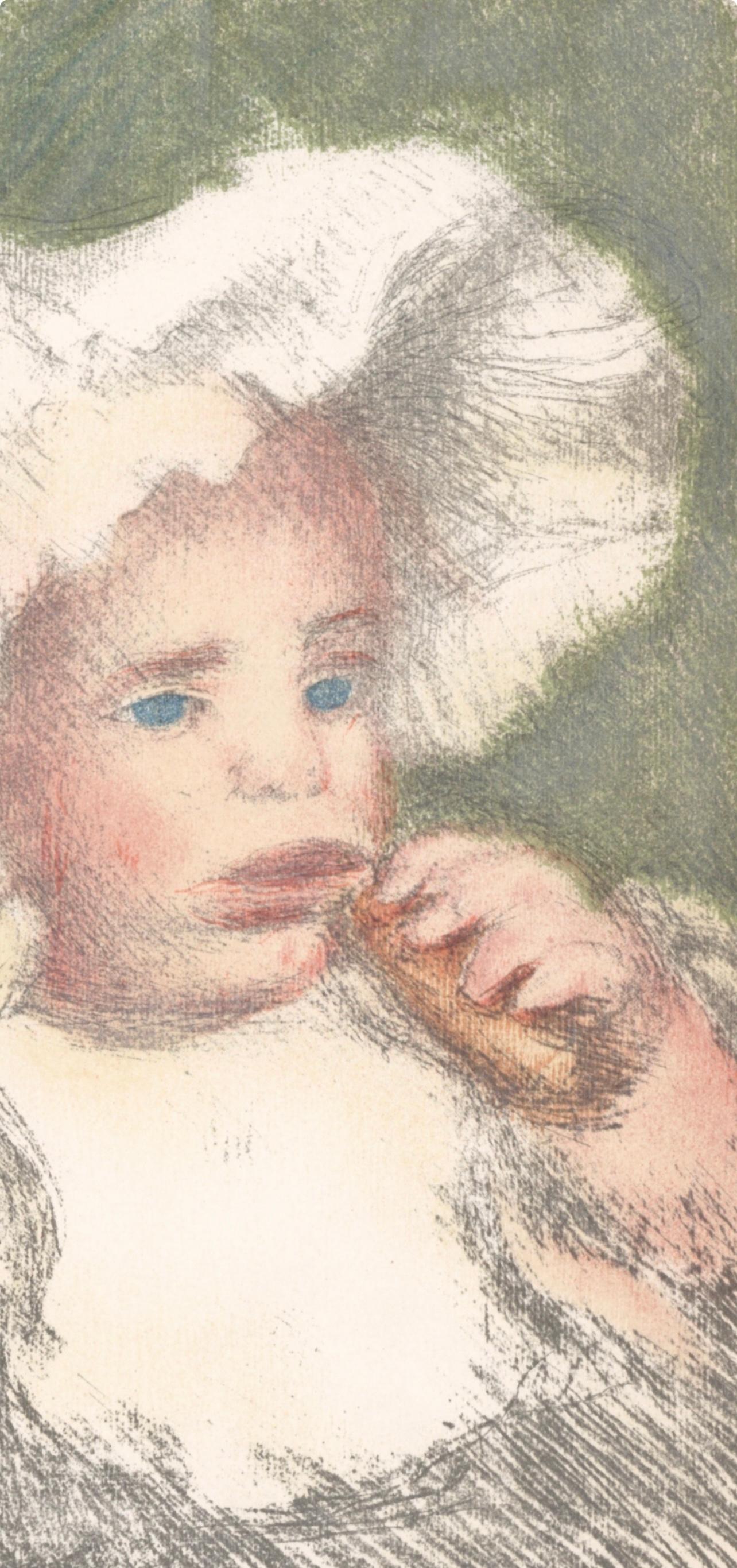 Renoir (tariff free*), L’Enfant au biscuit, Les Lithographies de Renoir (after) - Beige Landscape Print by Pierre-Auguste Renoir