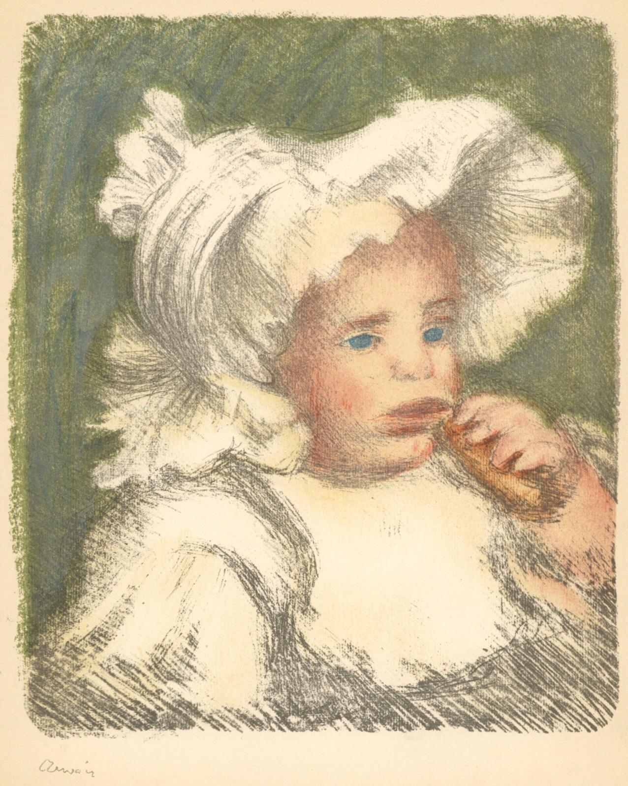 Pierre-Auguste Renoir Landscape Print – Renoir, L'Enfant au biscuit, Les Lithographies de Renoir (nach)
