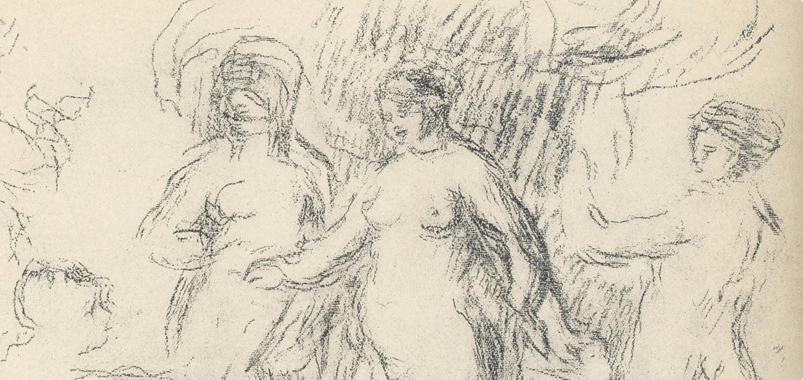 Renoir, Les Baigneuses, Les Lithographies de Renoir (after) - Beige Landscape Print by Pierre-Auguste Renoir