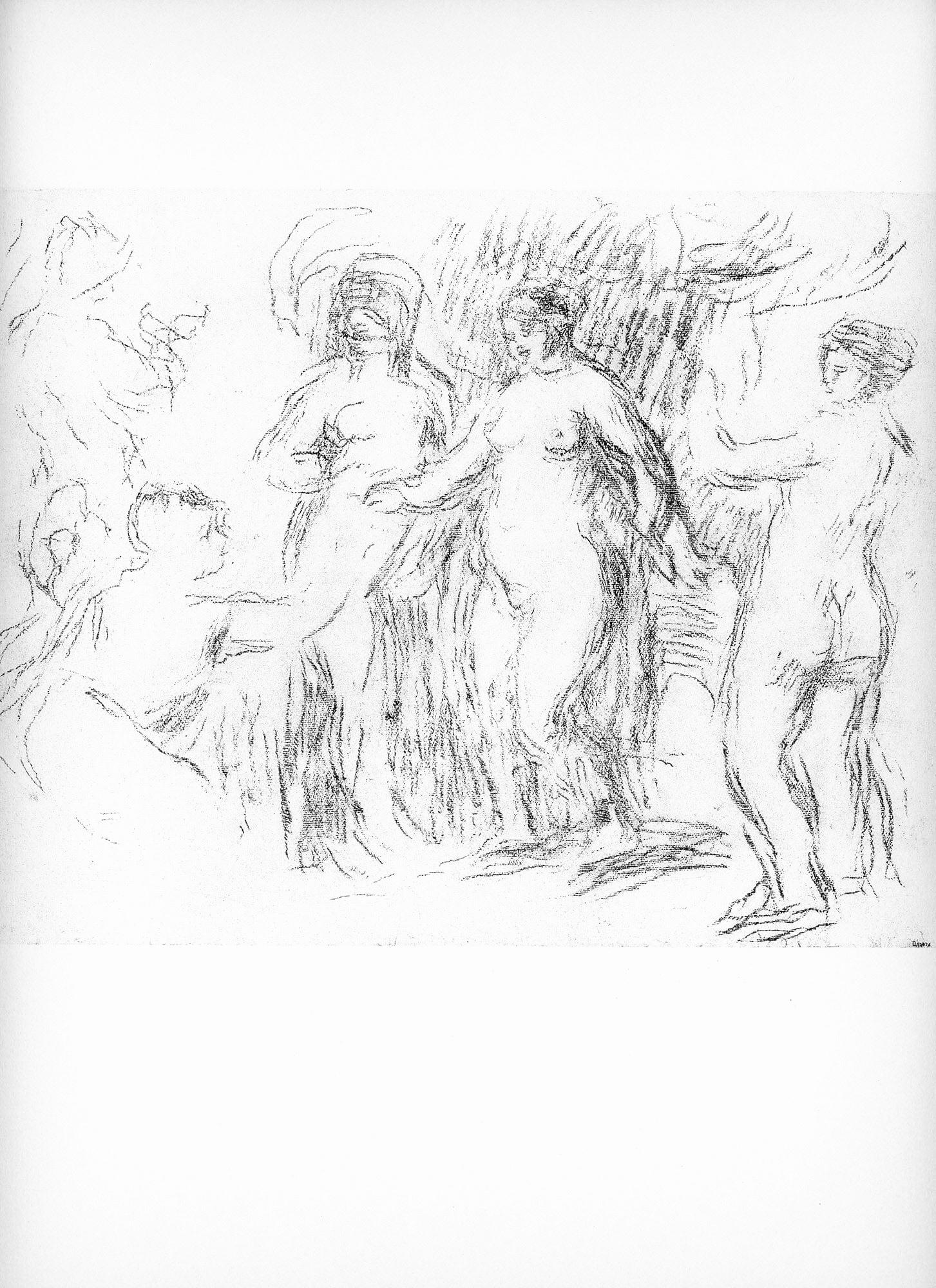 Lithograph on grand vélin Renage filigrané à la marque de l'éditeur paper. Inscription: Unsigned and unnumbered, as issued. Paper Size: 12.5 x 9.5 inches; image size: 7.08 x 9.05 inches. Notes: From the album, Les Lithographies de Renoir, 1951.