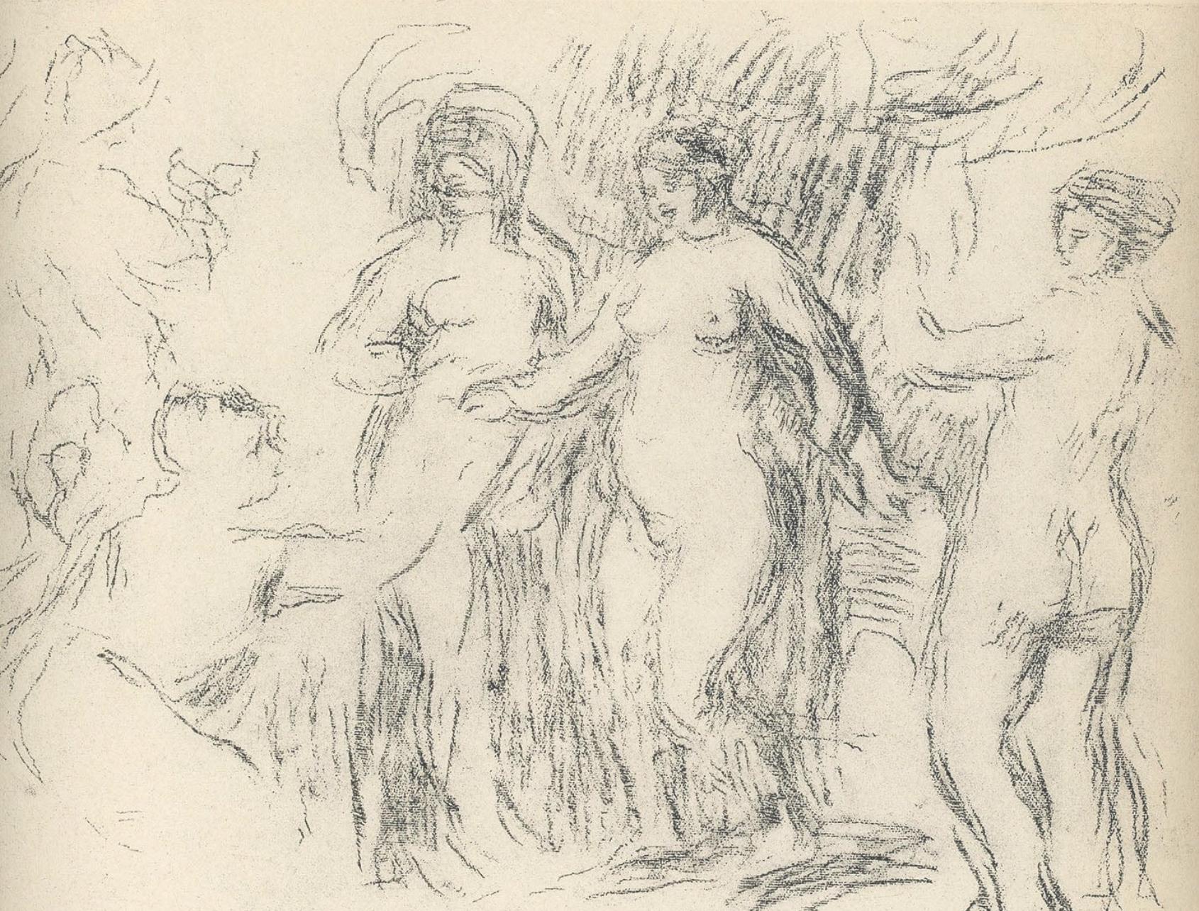 Pierre-Auguste Renoir Landscape Print - Renoir, Les Baigneuses, Les Lithographies de Renoir (after)