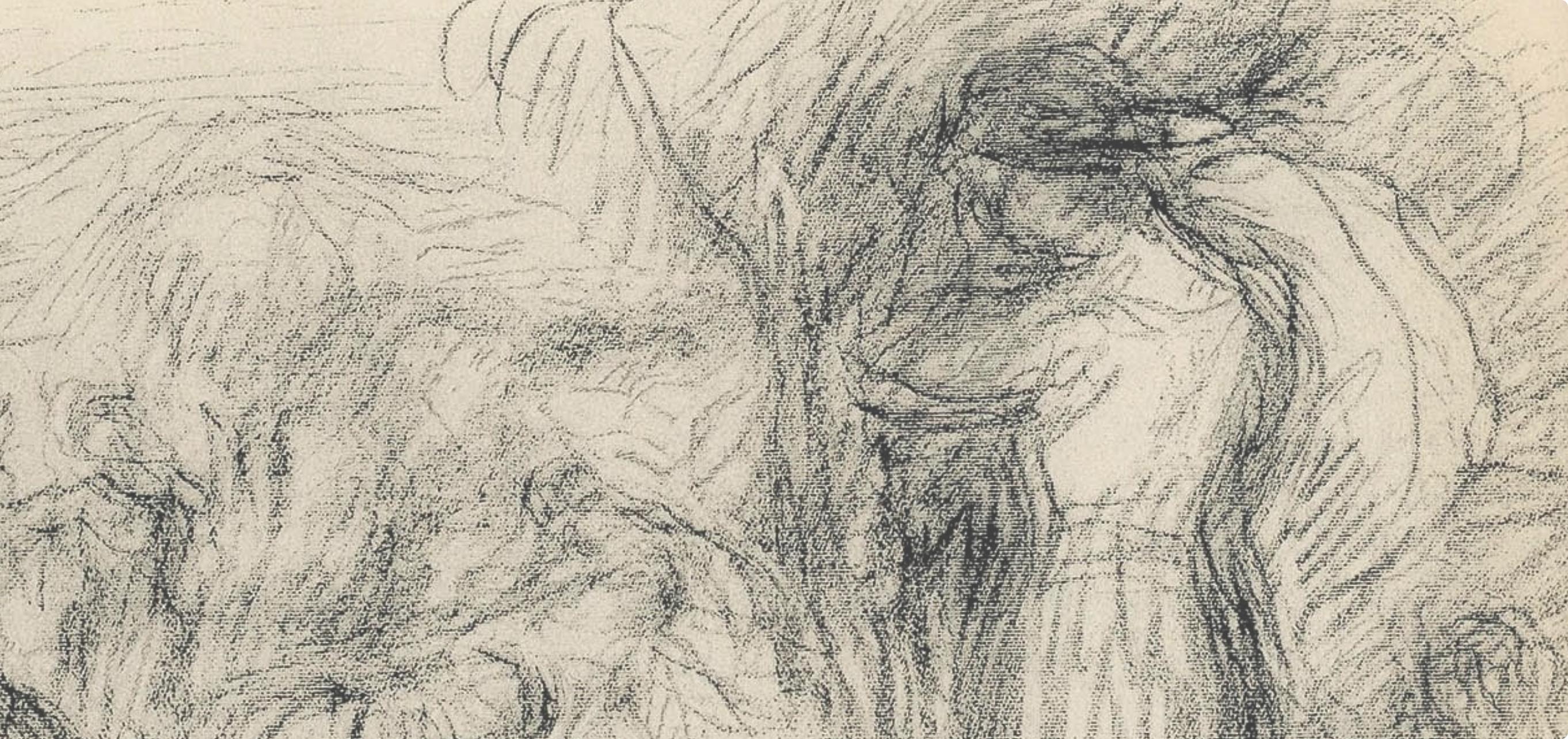 Renoir, Les Laveuses, Les Lithographies de Renoir (dopo) - Landscape Print Beige di Pierre-Auguste Renoir