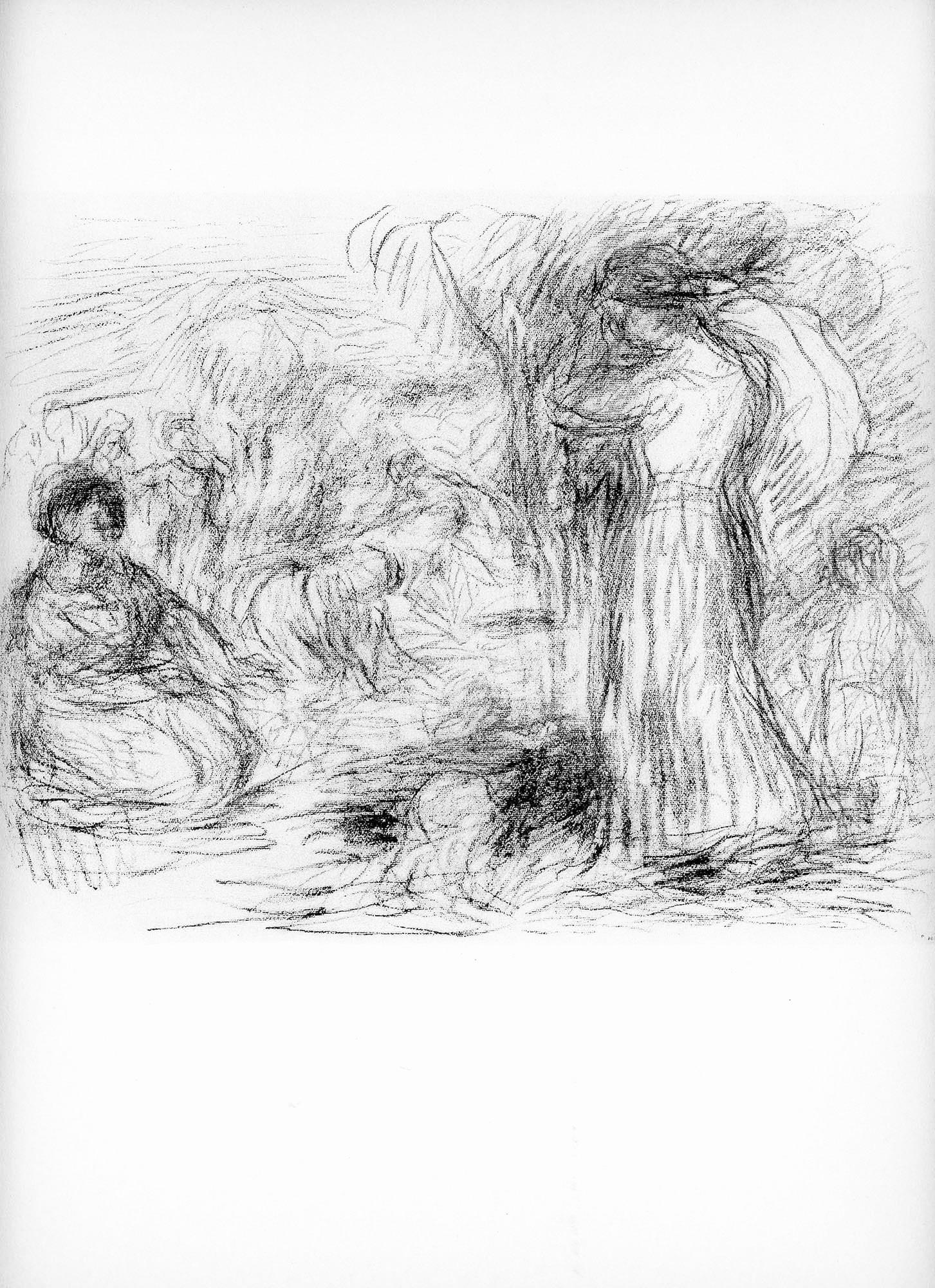 Lithograph on grand vélin Renage filigrané à la marque de l'éditeur paper. Inscription: Unsigned and unnumbered, as issued. Paper Size: 12.5 x 9.5 inches; image size: 6.69 x 9.05 inches. Notes: From the album, Les Lithographies de Renoir, 1951.