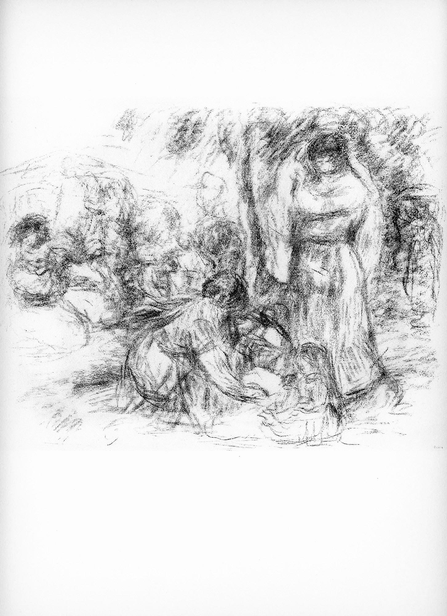 Lithograph on grand vélin Renage filigrané à la marque de l'éditeur paper. Inscription: Unsigned and unnumbered, as issued. Paper Size: 12.5 x 9.5 inches; image size: 6.69 x 9.05 inches. Notes: From the album, Les Lithographies de Renoir, 1951.