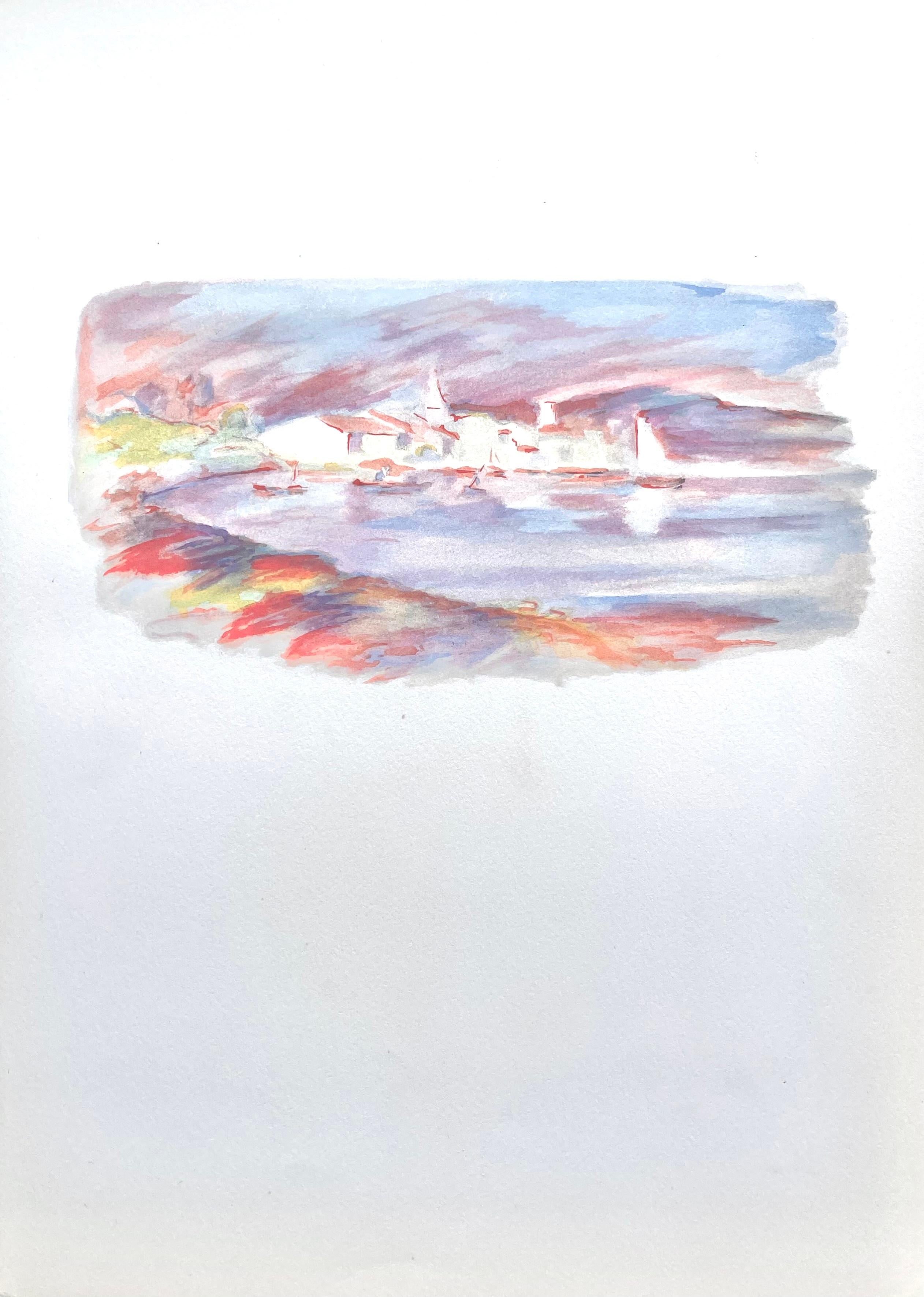 Renoir, Les Martigues, Seize Aquarelles et Sanguines de Renoir (después) - Landscape Print Gris de Pierre-Auguste Renoir