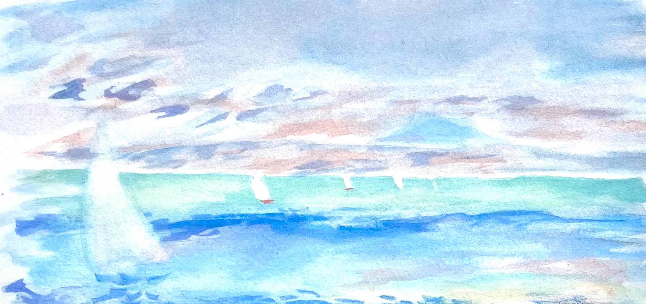 Marin, Seize Aquarelles et Sanguines de Renoir (dopo) - Landscape Print Blu di Pierre-Auguste Renoir