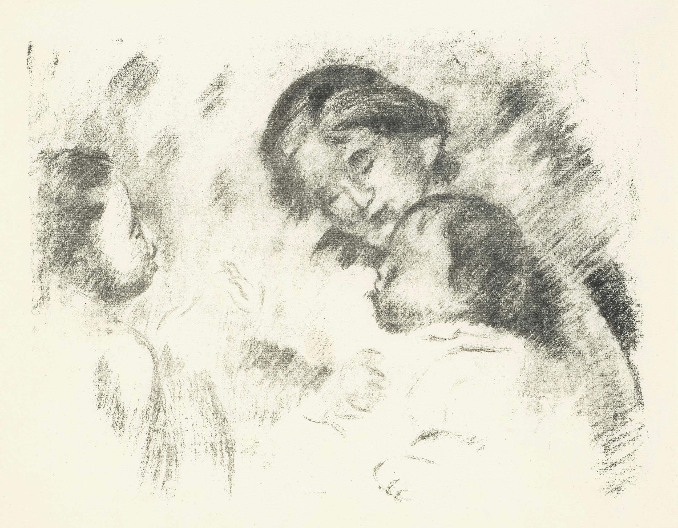 Pierre-Auguste Renoir Landscape Print - Renoir, Mere et enfants, Les Lithographies de Renoir (after)