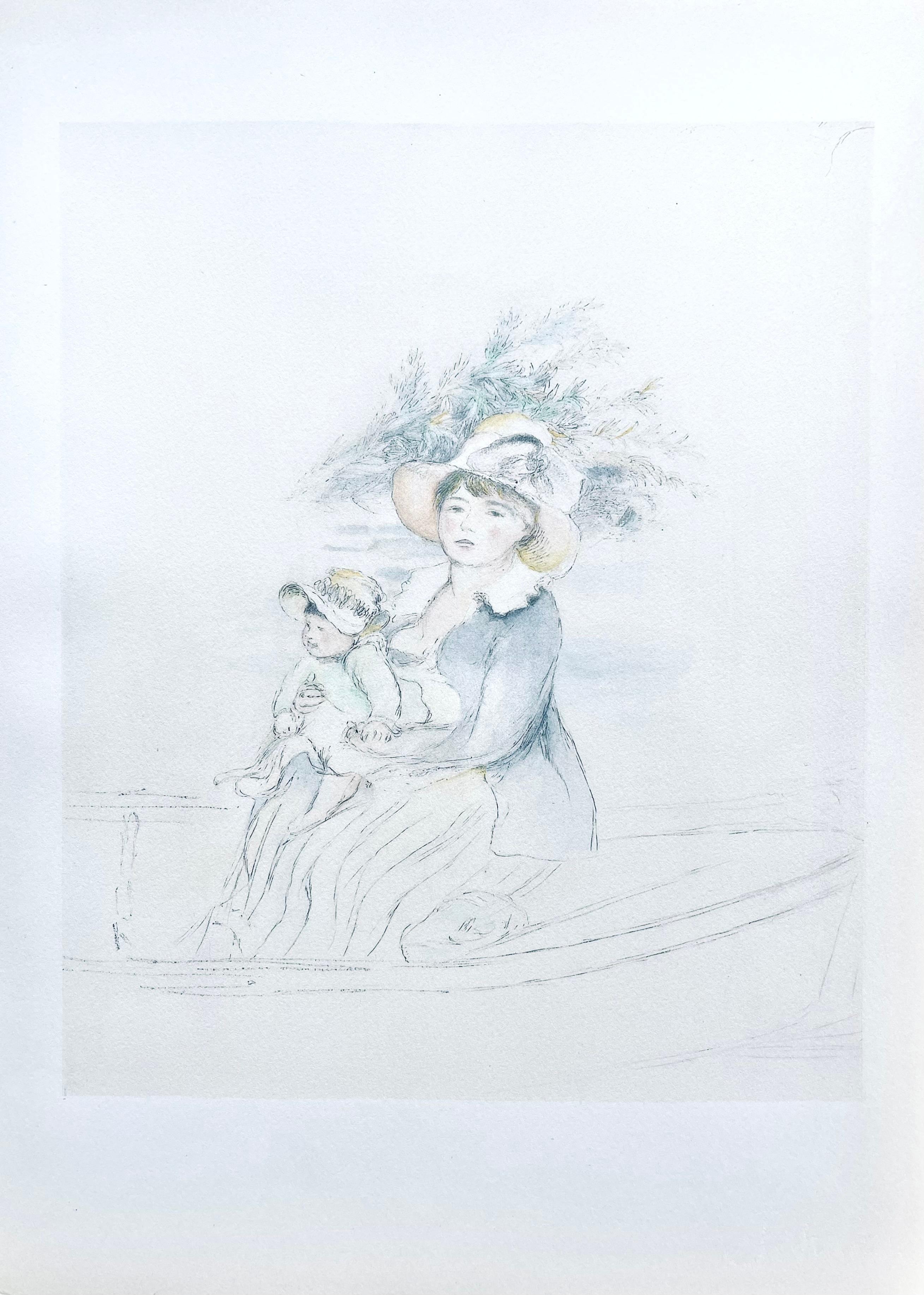 Renoir, Mme Renoir et Pierre, Seize Aquarelles et Sanguines de Renoir (after) - Gray Figurative Print by Pierre-Auguste Renoir