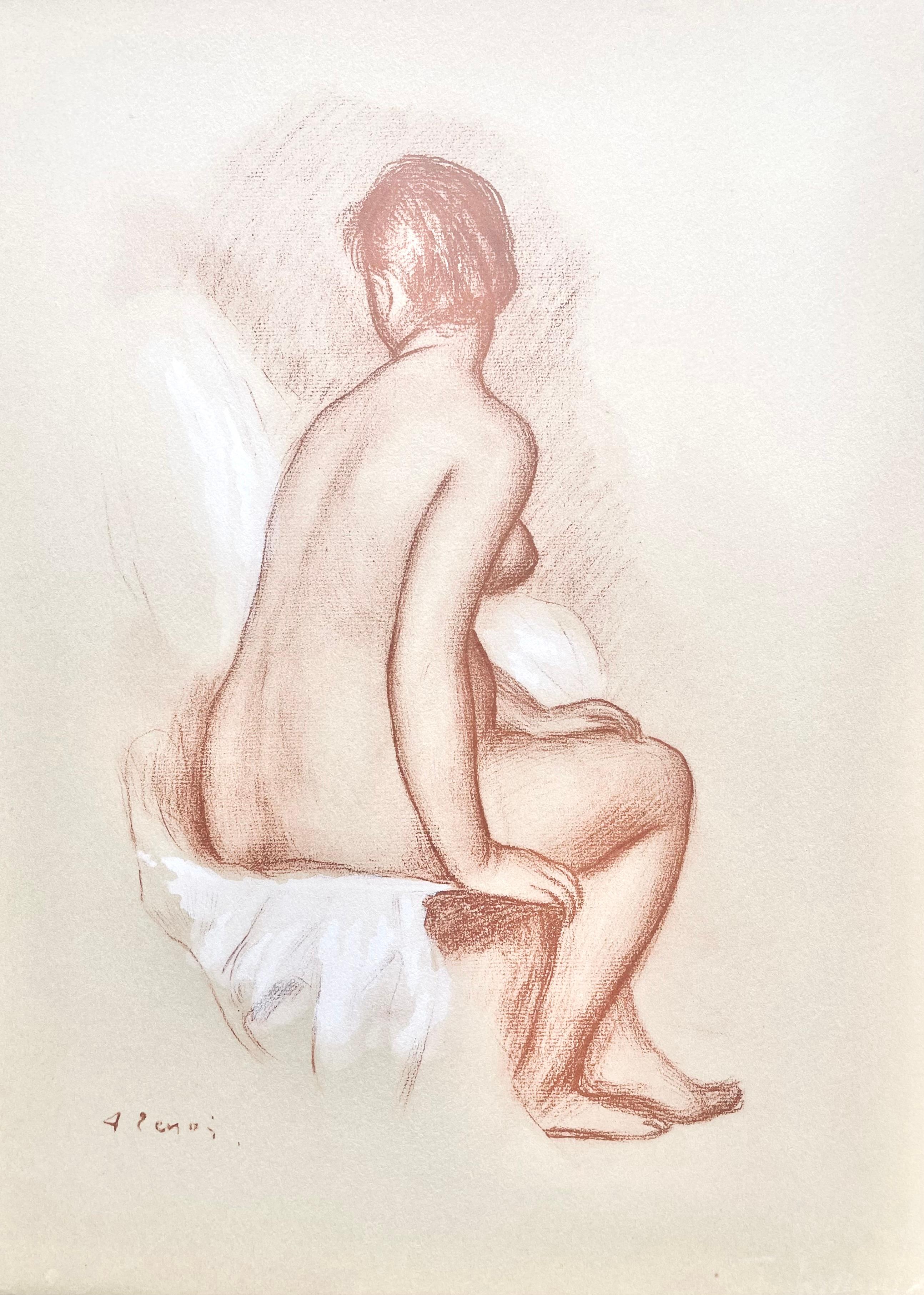 Renoir, Nu, Seize Aquarelles et Sanguines de Renoir (dopo) - Figurative Print Beige di Pierre-Auguste Renoir