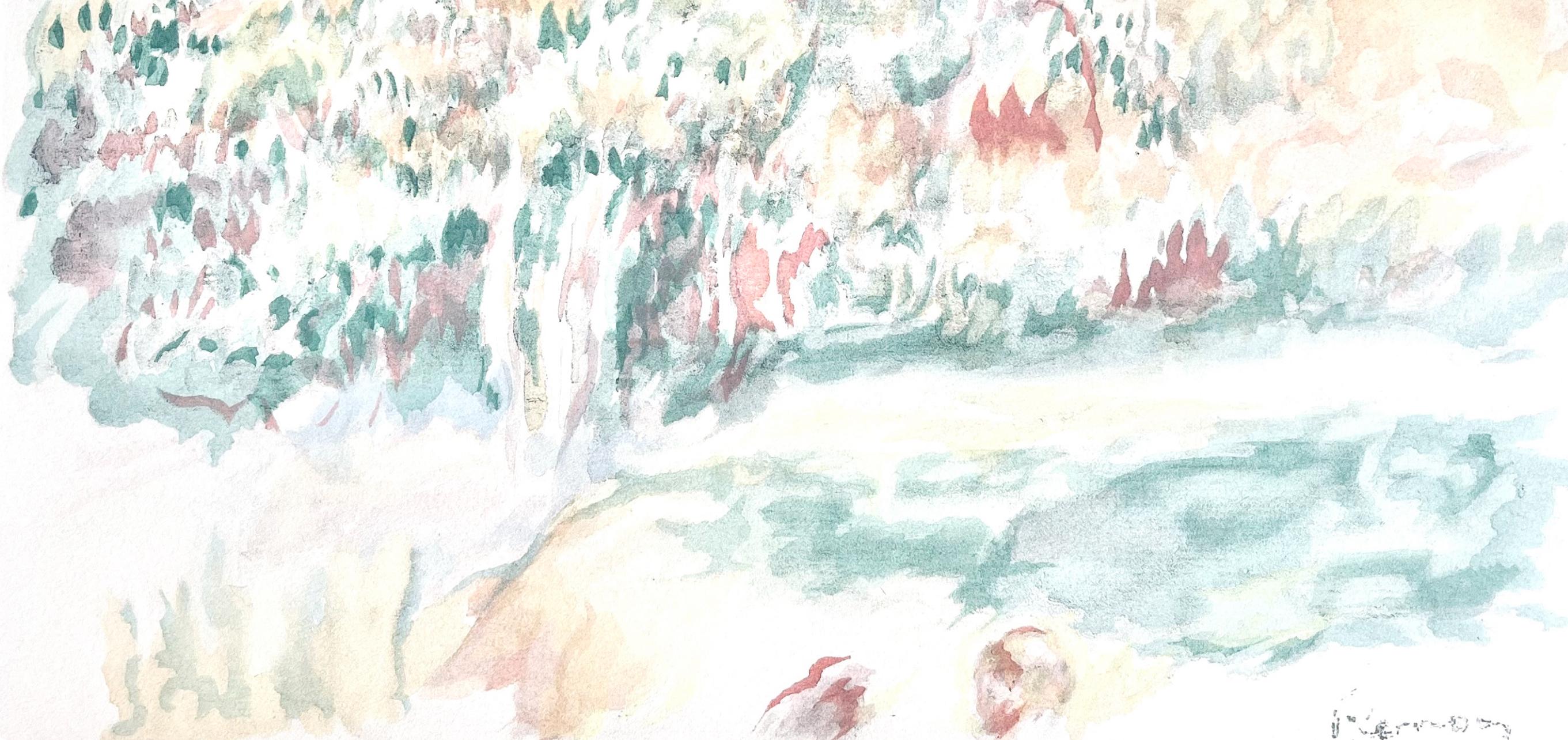 Renoir, Paysage, Seize Aquarelles et Sanguines de Renoir (dopo) - Landscape Print Grigio di Pierre-Auguste Renoir