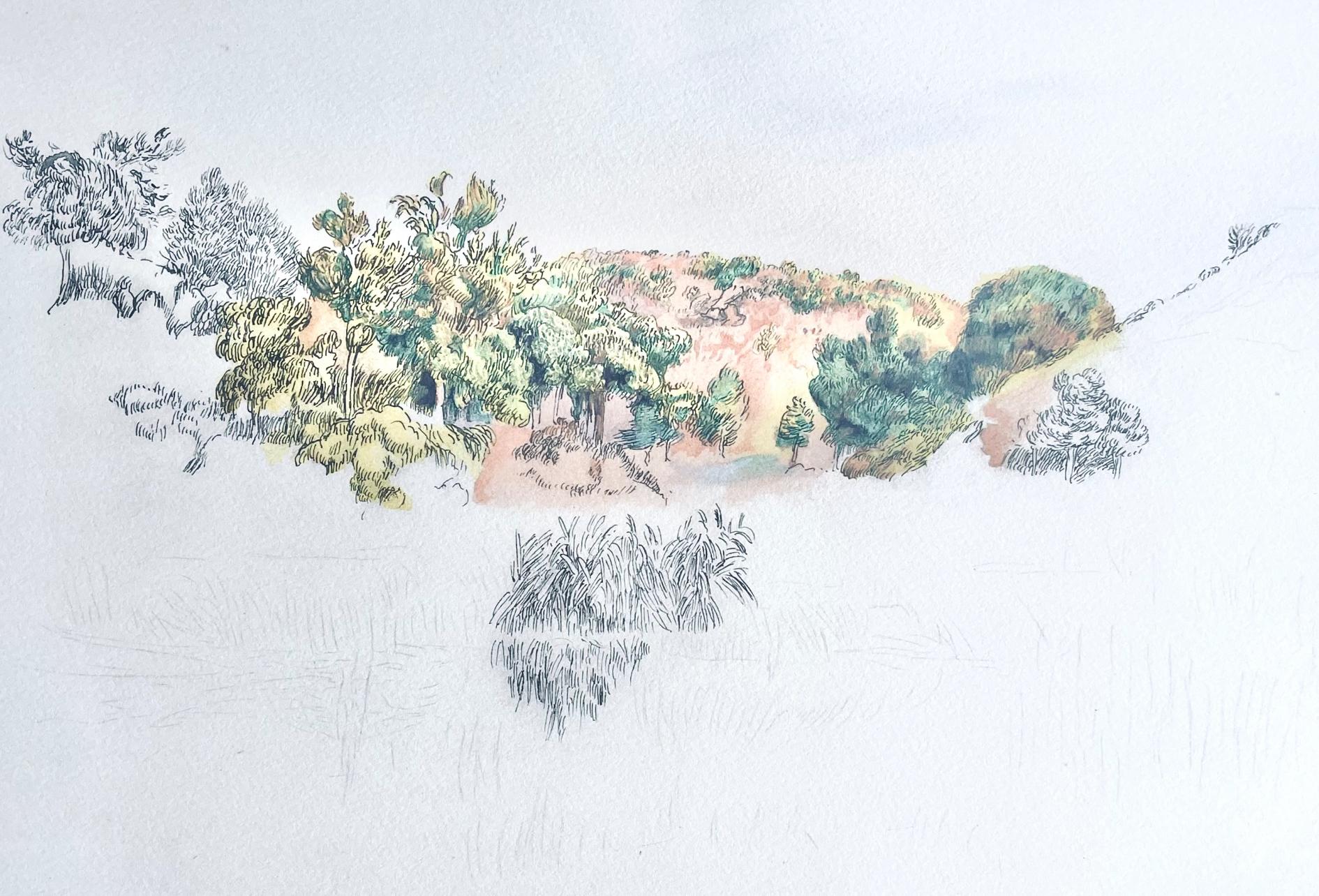Figurative Print de Pierre-Auguste Renoir - Renoir, Paysage, Seize Aquarelles et Sanguines de Renoir (después de)