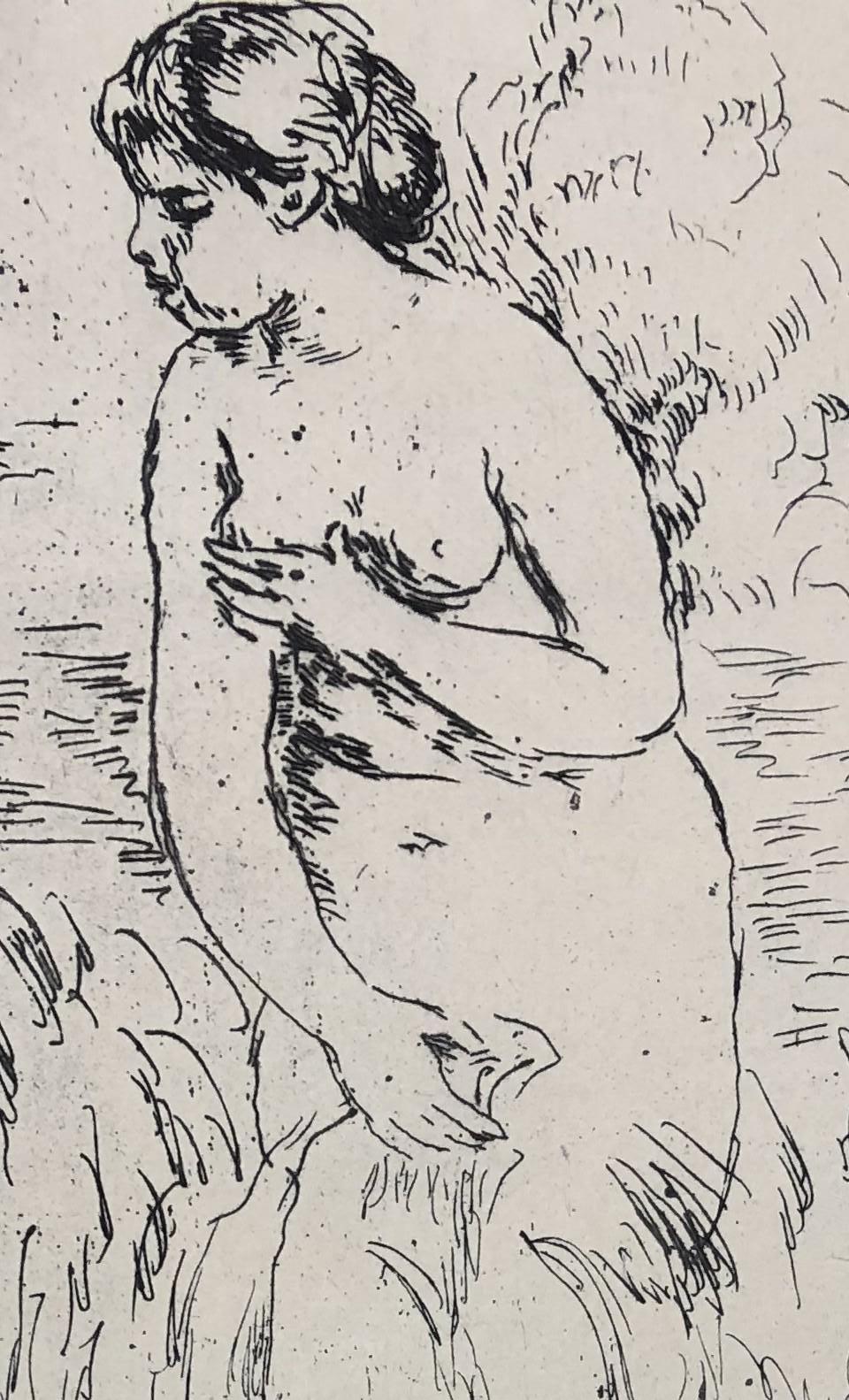 Nadador de pie - Punta seca 1910 - Figurative Print Blanco de Pierre-Auguste Renoir