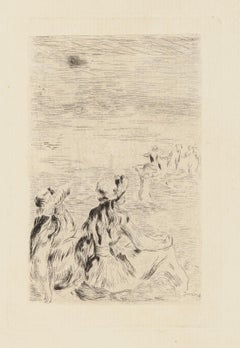 Sur la Plage, à Berneval - Etching and Drypoint by P.A. Renoir -  1921