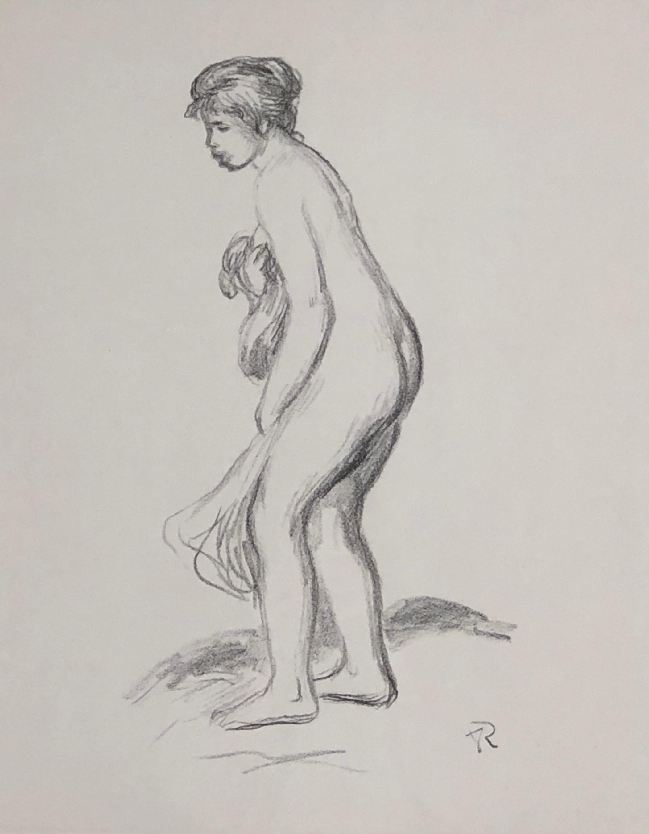 Pierre- Auguste Renoir, "Woman Bathing, Standing, Full Length Profile", litho