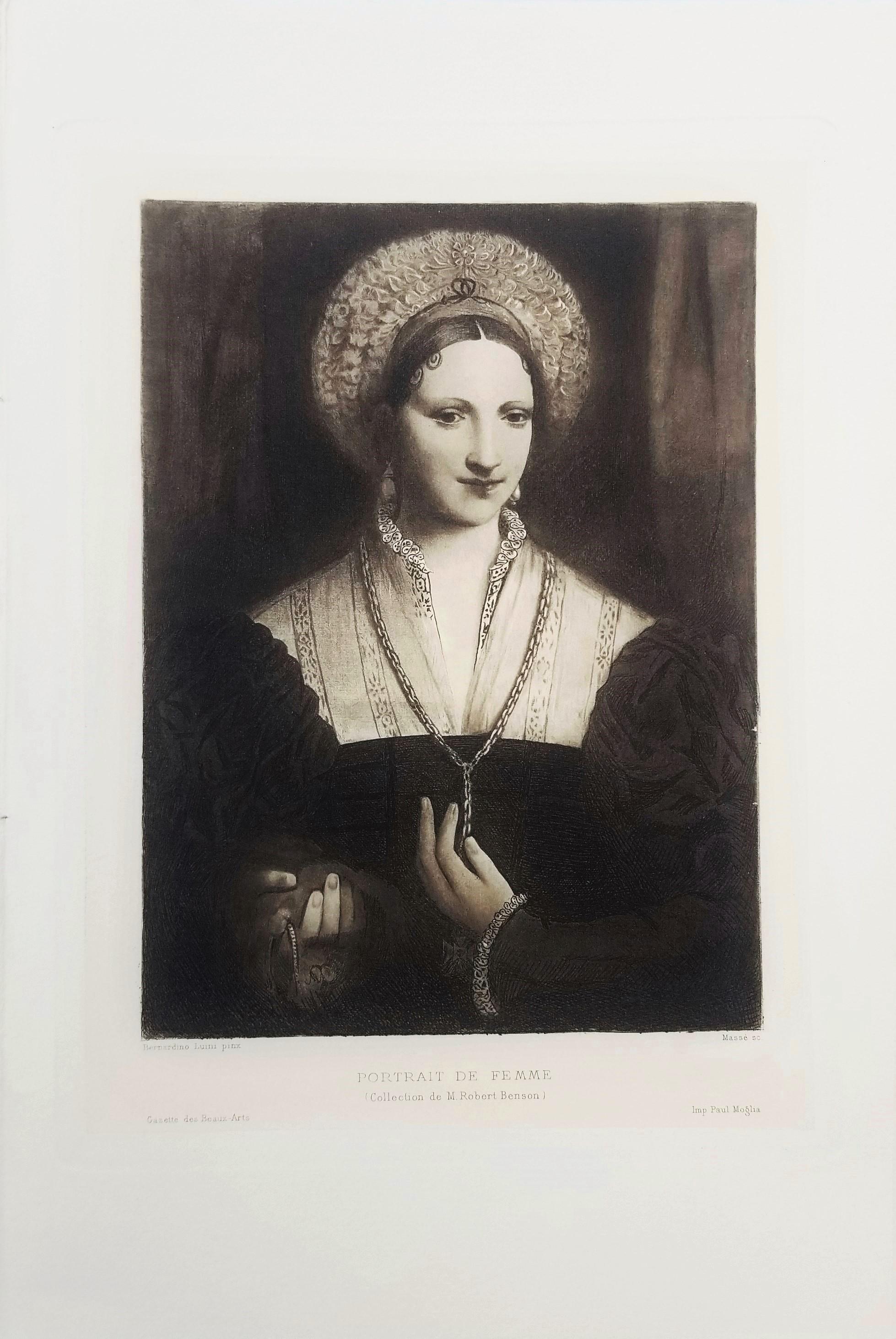 Portrait de Femme (Portrait of a Woman) /// Old Masters Italian Romantic Queen - Print by Pierre Augustin Massé