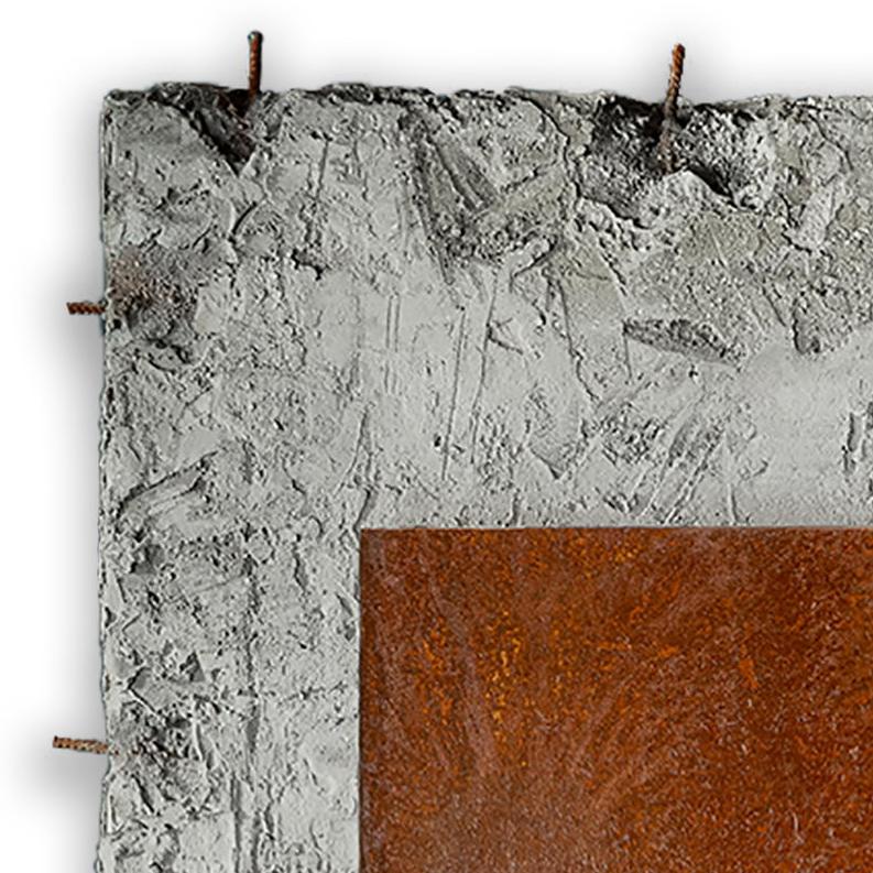 Still Steel (Abstract painting)

Cement and corroded steel on foam panels. Unframed.

Auville works with construction cement. Applying techniques used in the construction and ship building industries, he spreads the cement over high-density foam