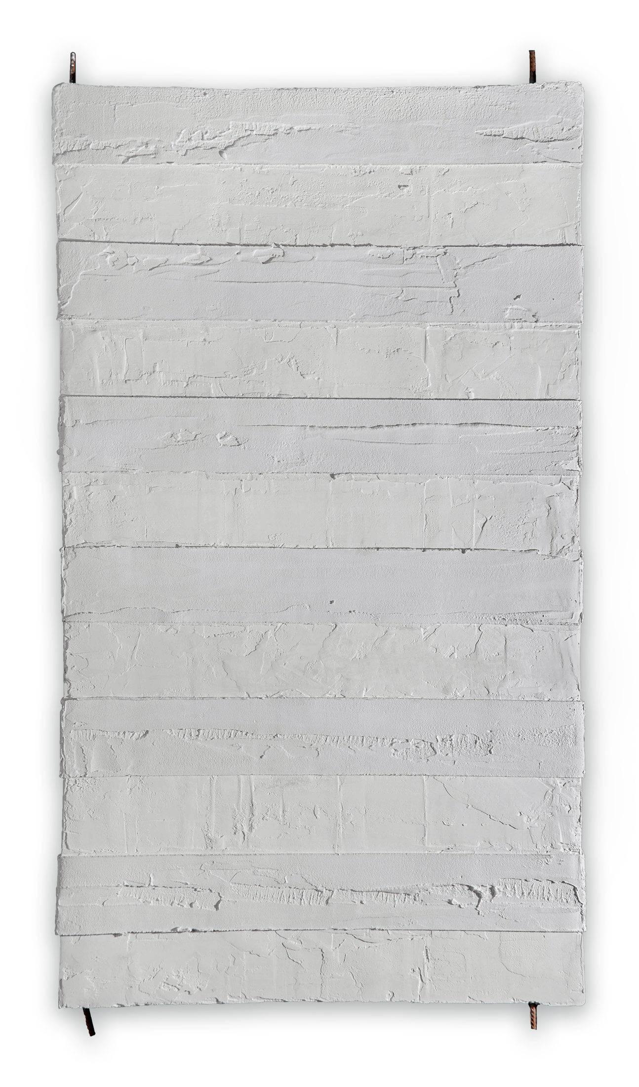 Pierre Auville Abstract Painting - White stripes (Abstract painting)