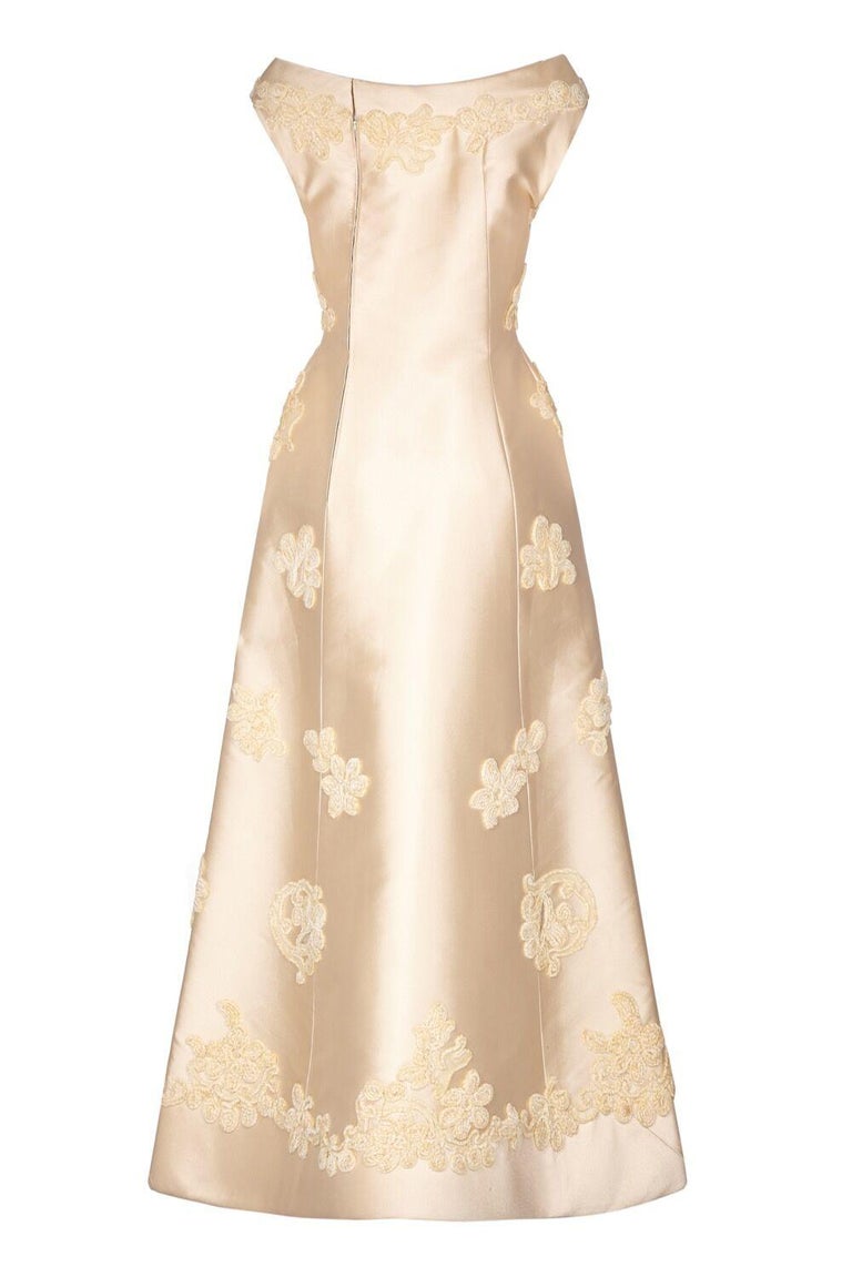 Pierre Balmain 1960s Haute Couture Ivory Silk Gazar Bridal Dress at 1stDibs