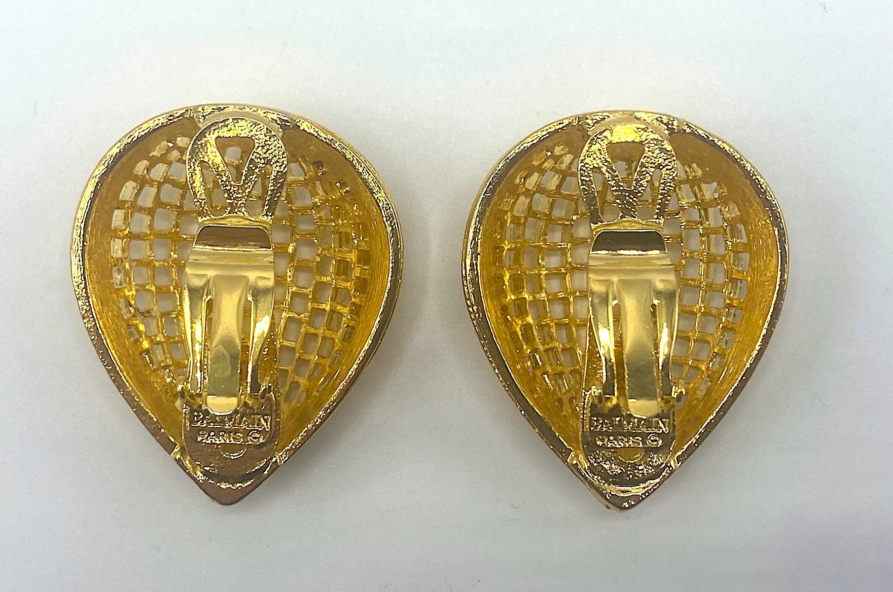 Women's Pierre Balmain 1980s Large Gold Openwork Earrings