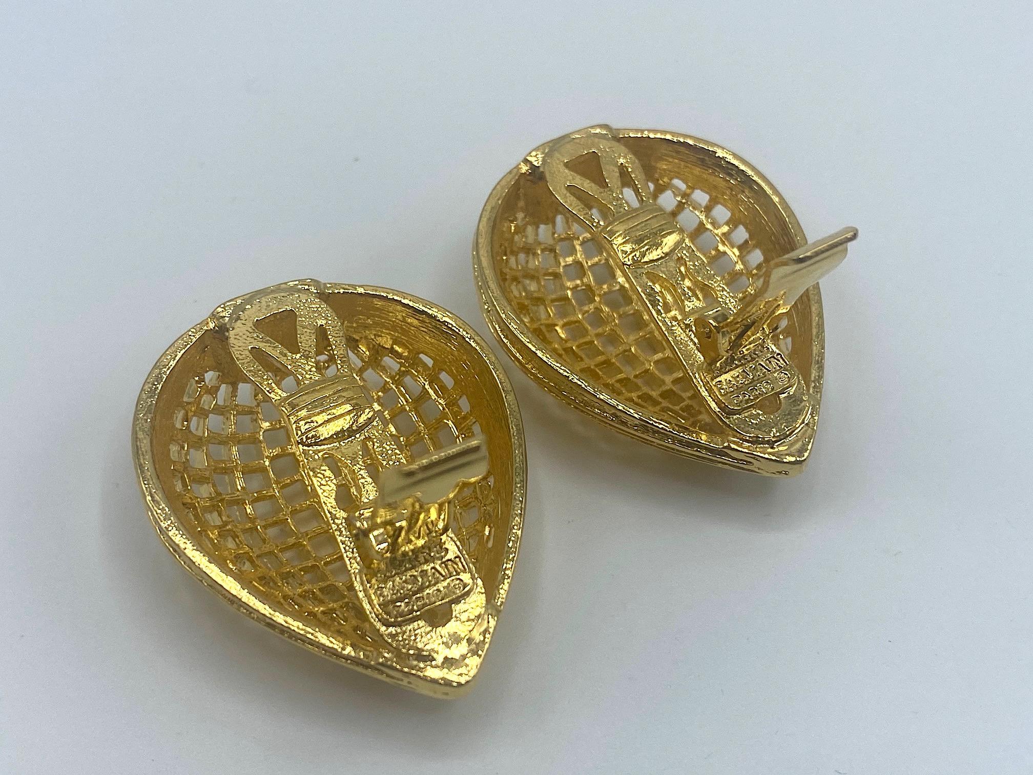 Pierre Balmain 1980s Large Gold Openwork Earrings 2
