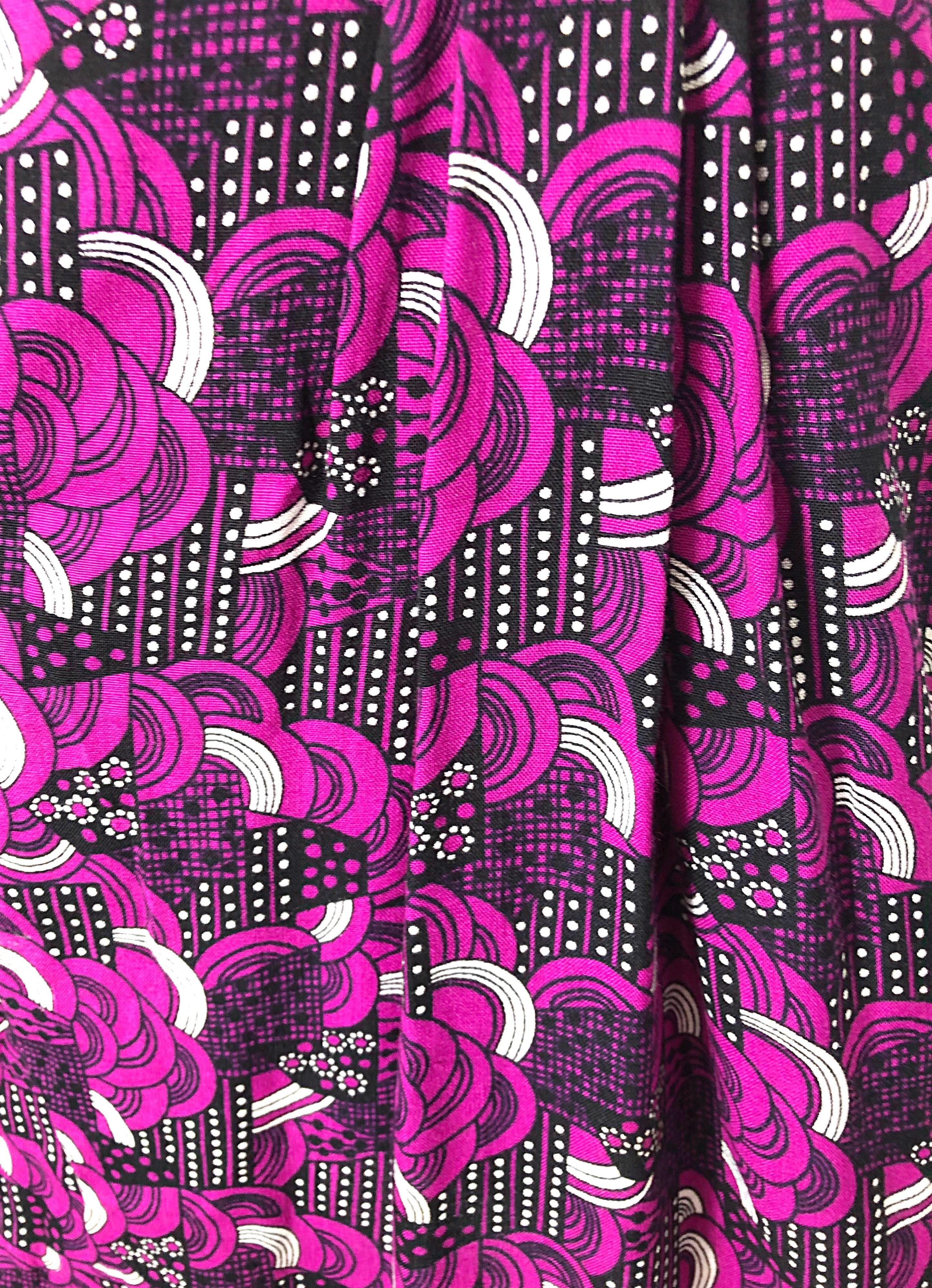 Pierre Balmain 1980s Pink Abstract Flower Geometric Silk Linen Vintage 80s Dress For Sale 1