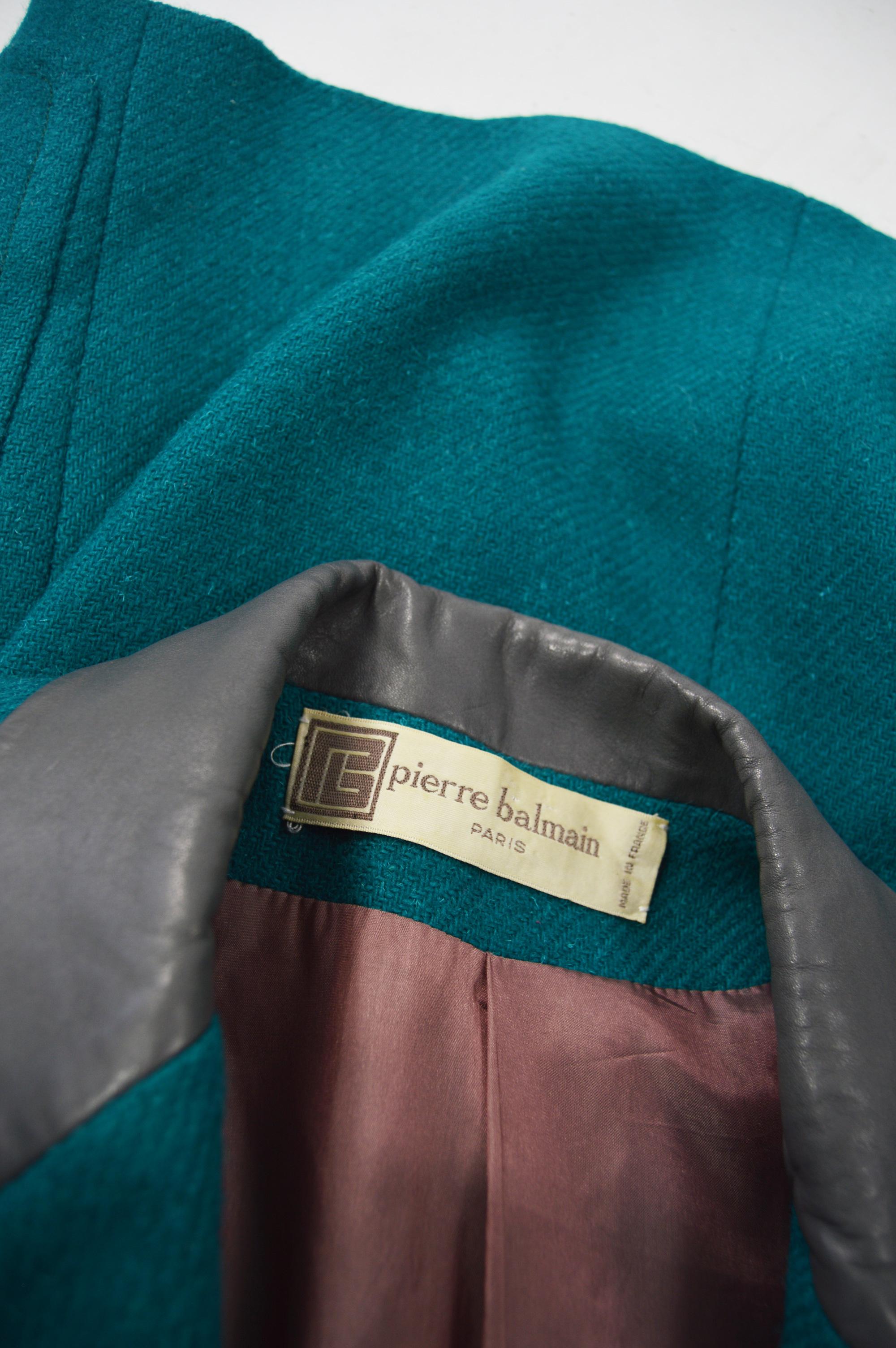 Pierre Balmain 1980s Vintage Wool Blazer Jacket & Mini Skirt Suit For Sale 2