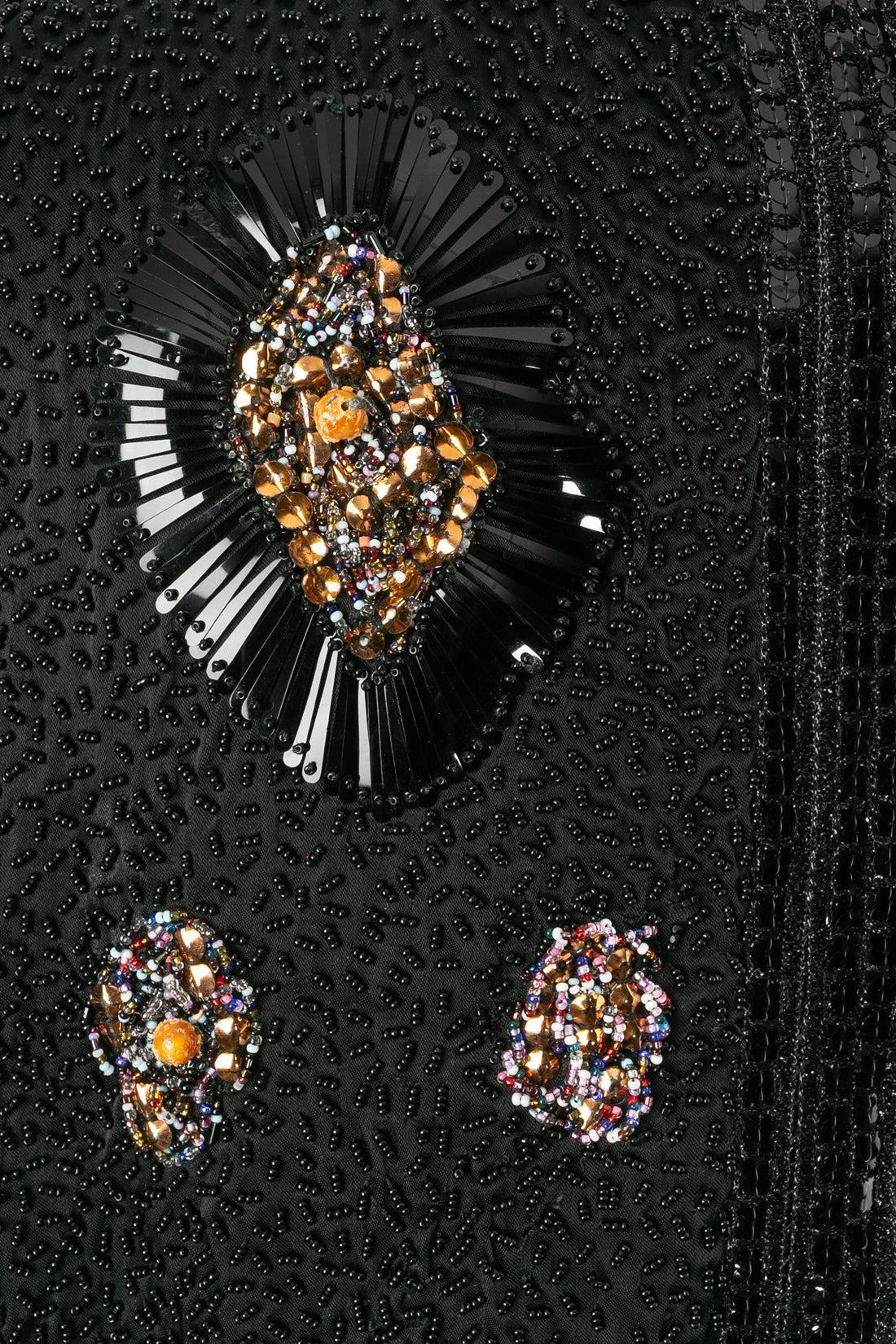 Pierre Balmain Beaded Black Silk Sleeveless Top For Sale 3