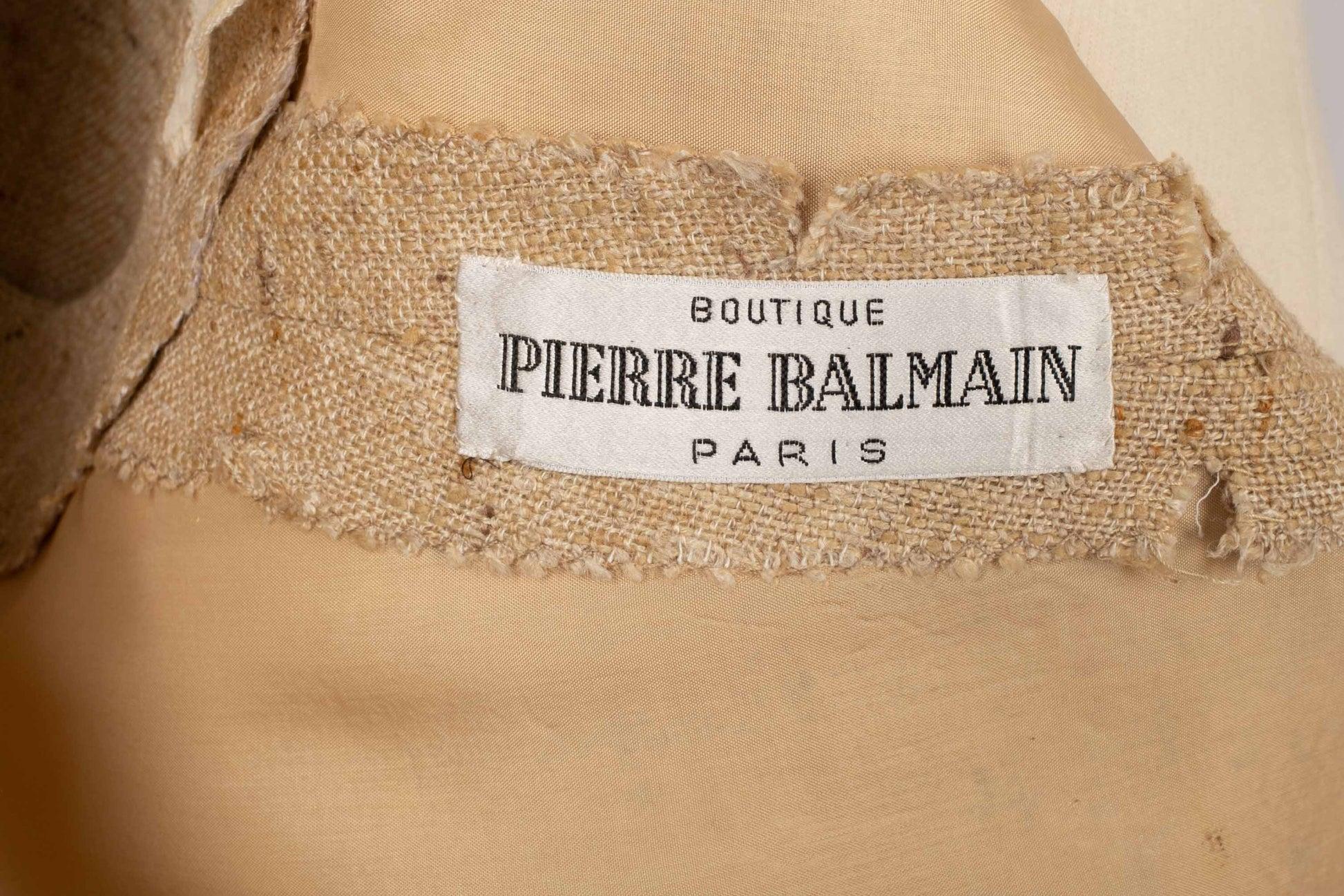 Vestito in tela di lino beige di Pierre Balmain in vendita 5